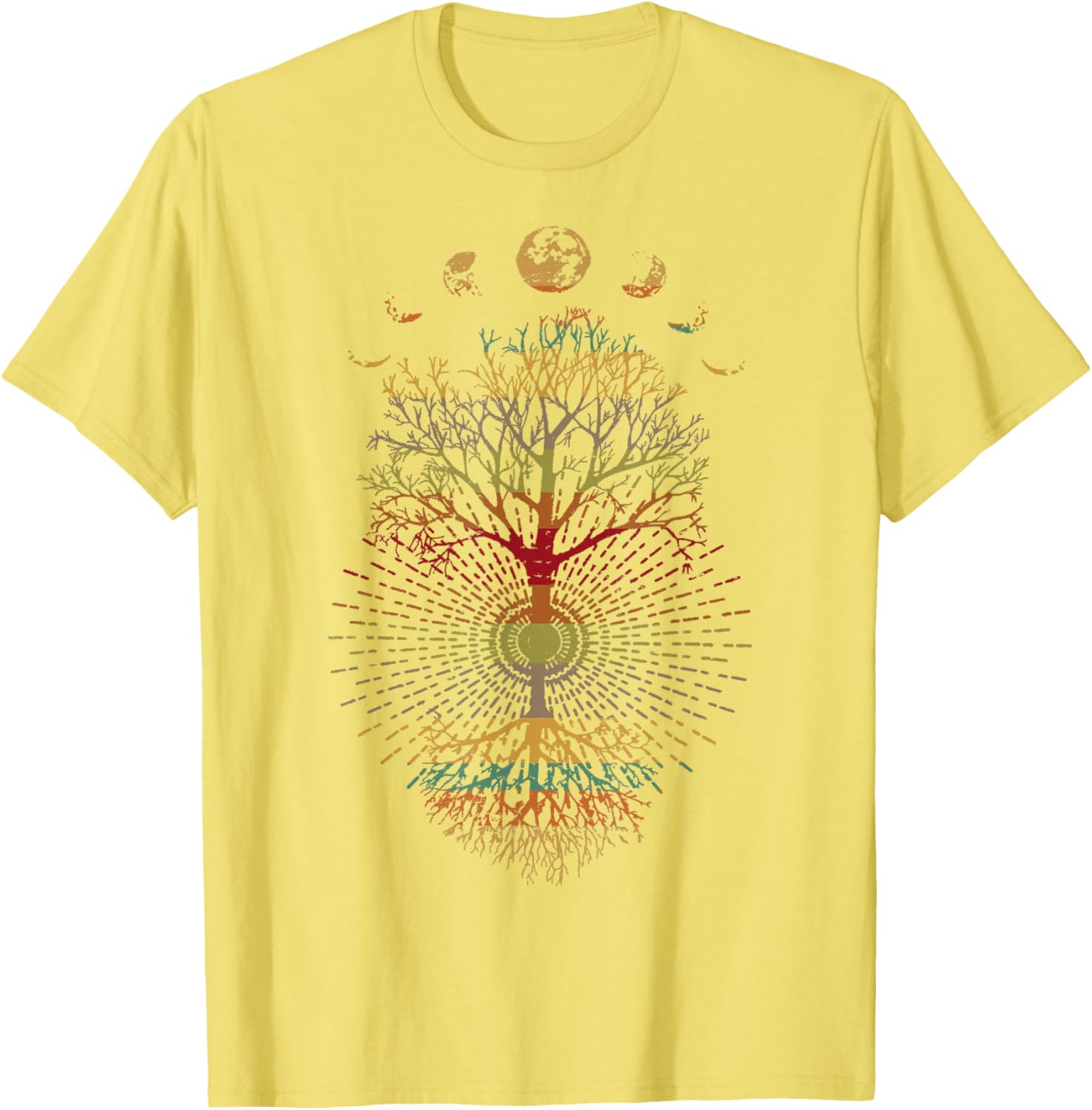 Phases of the Moon Retro Tree of Life T-Shirt 60s 70s Vibe - 15