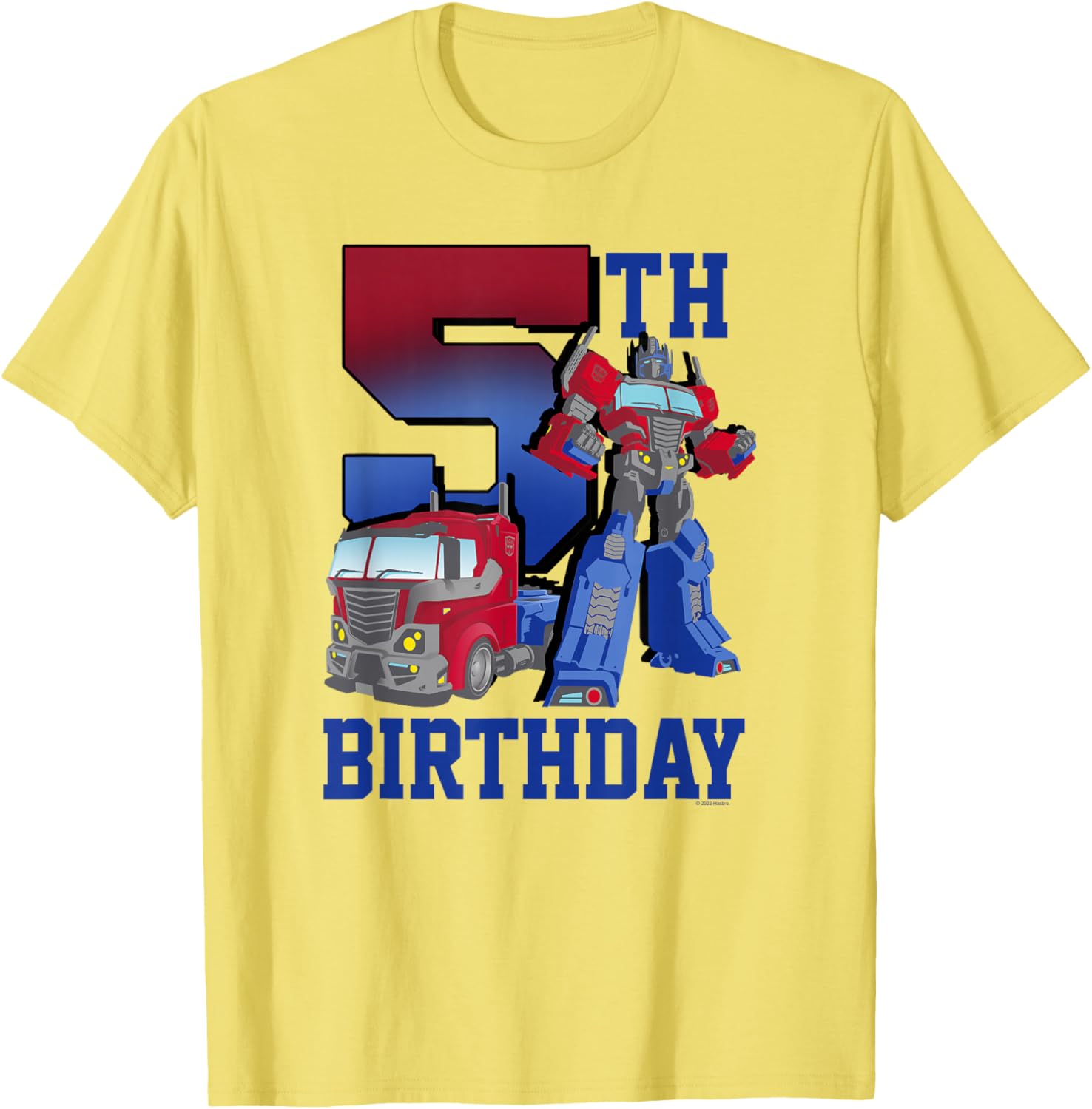 Transformers Optimus Prime 5th Birthday Gradient Poster T-Shirt for Kids - 6