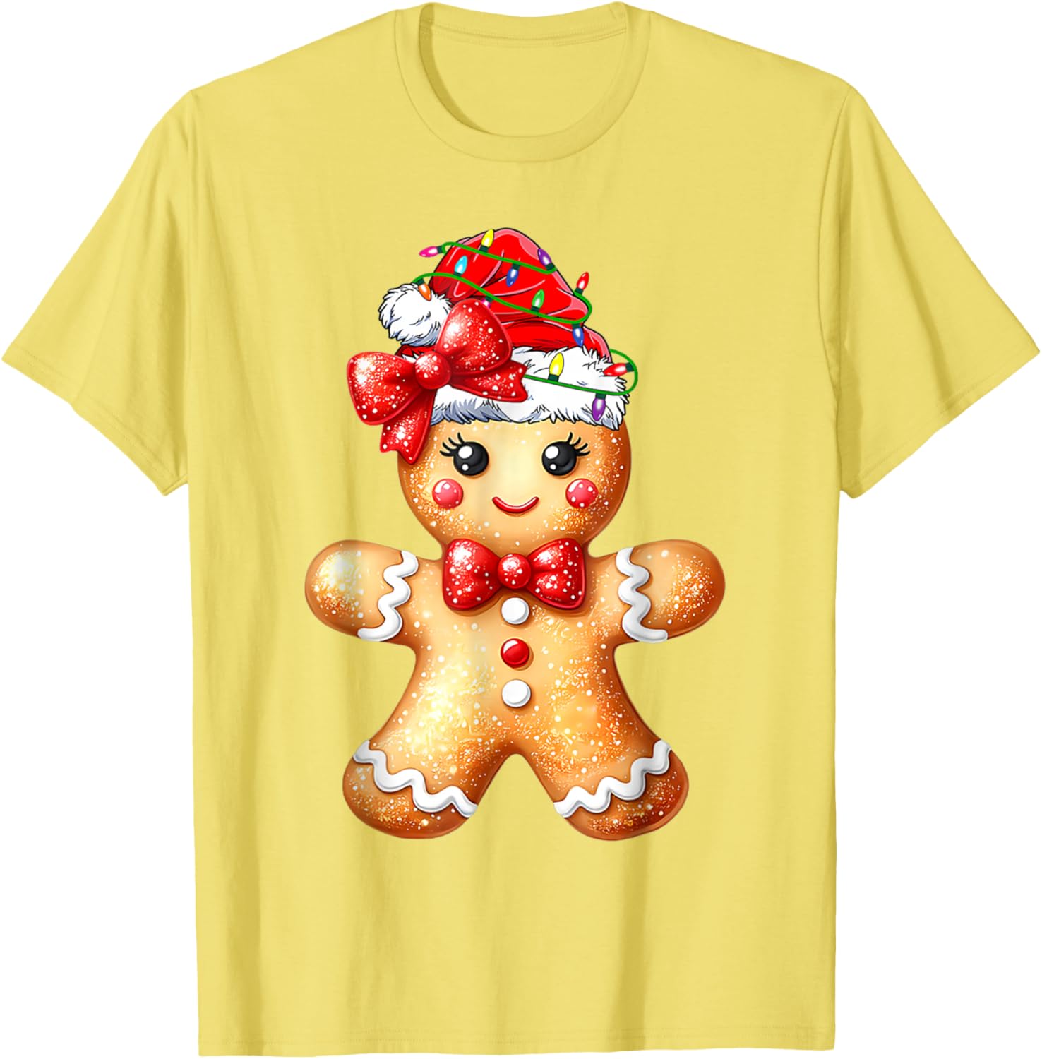 Merry Christmas Gingerbread Santa T-Shirt for Girls and Women - 1