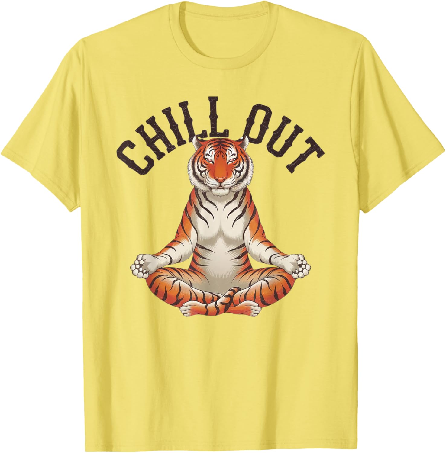 Tiger Chill Out Vintage Yoga T-Shirt for Fun Meditation Lovers - 2