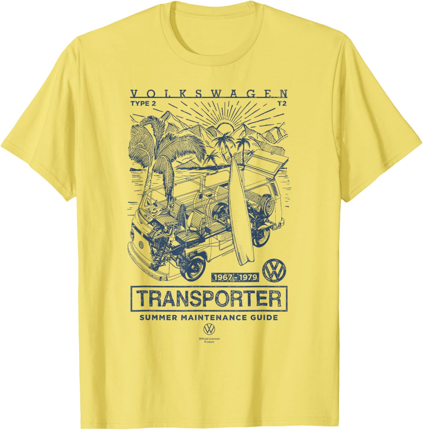 Volkswagen Type 2 T2 Transporter Summer Maintenance Guide T-Shirt - 7