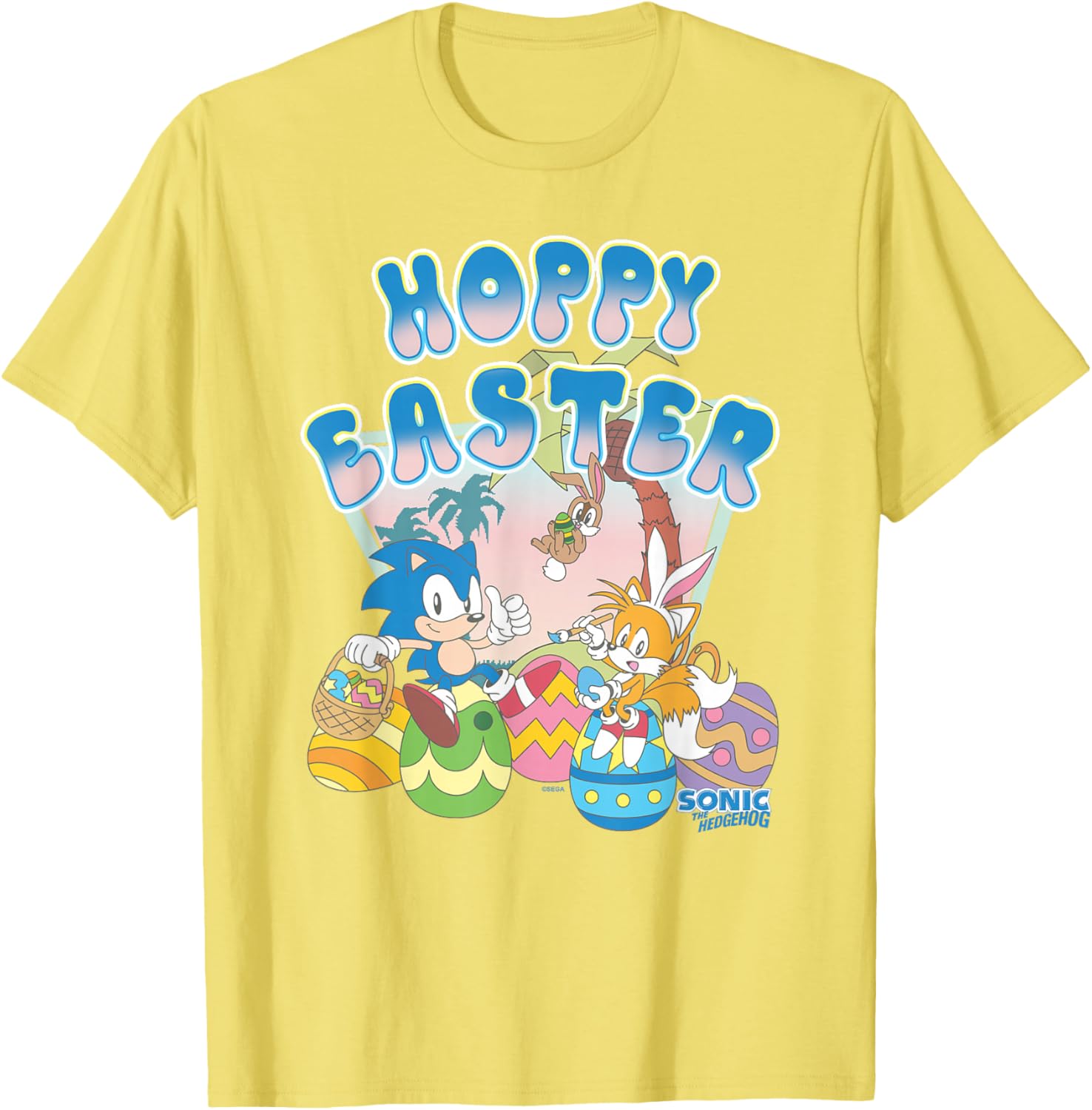 Sonic The Hedgehog Hoppy Easter T-Shirt with Retro Big Logo - 6