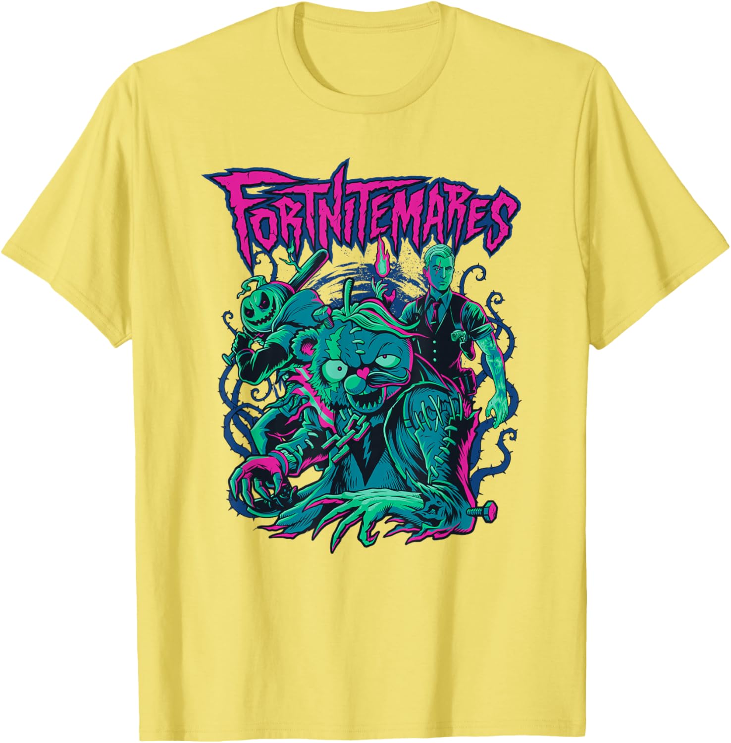 Fortnite Halloween Fortnitemares Retro Horror Group Shot T-Shirt for Fans - 25