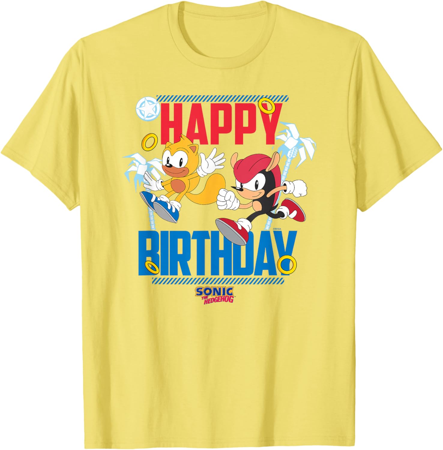 Sonic The Hedgehog Birthday Big Poster T-Shirt with Mighty and Ray Design - 7
