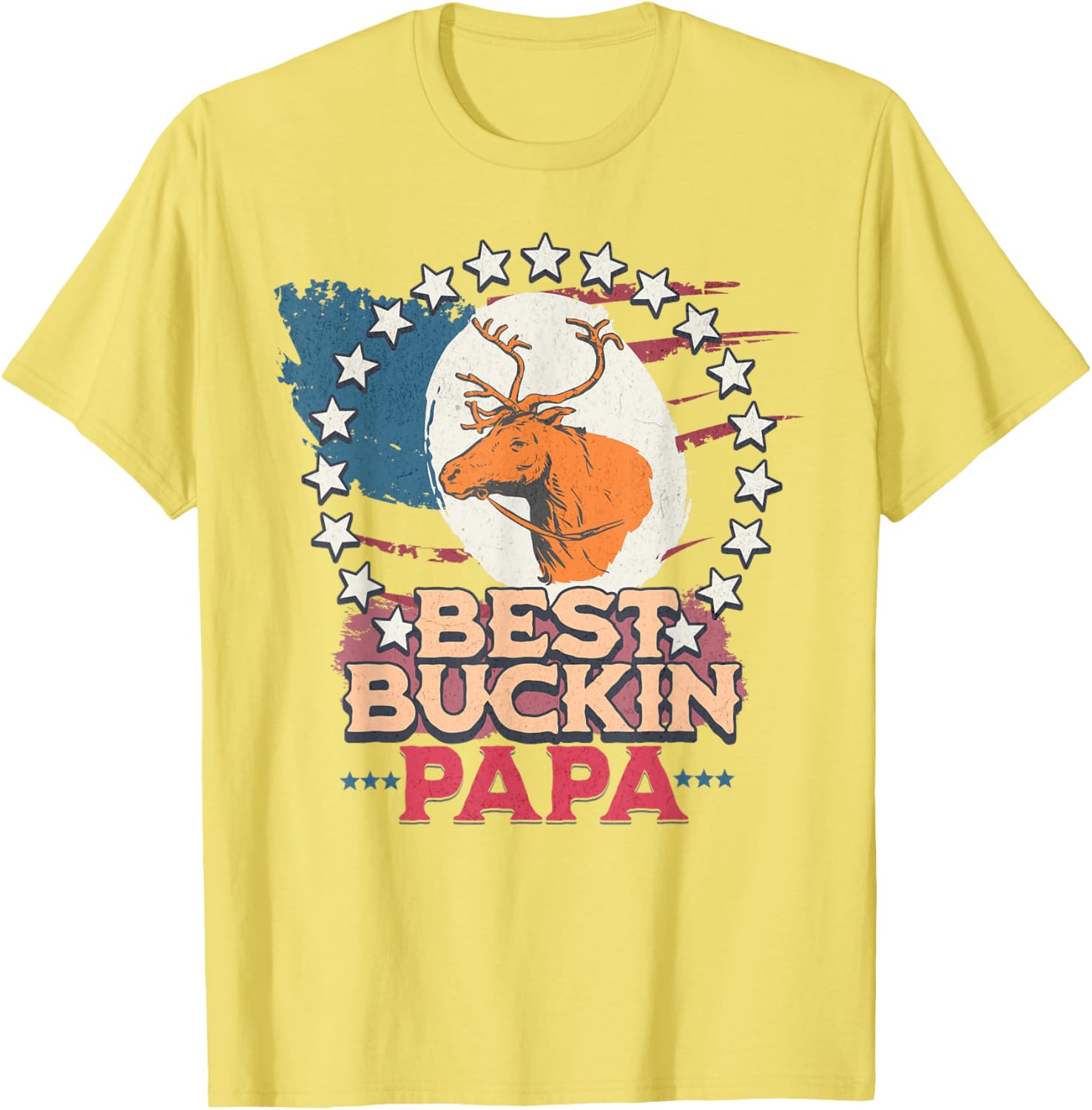 Best Bucking Papa American Flag T-Shirt for Fathers Who Love Hunting - 11