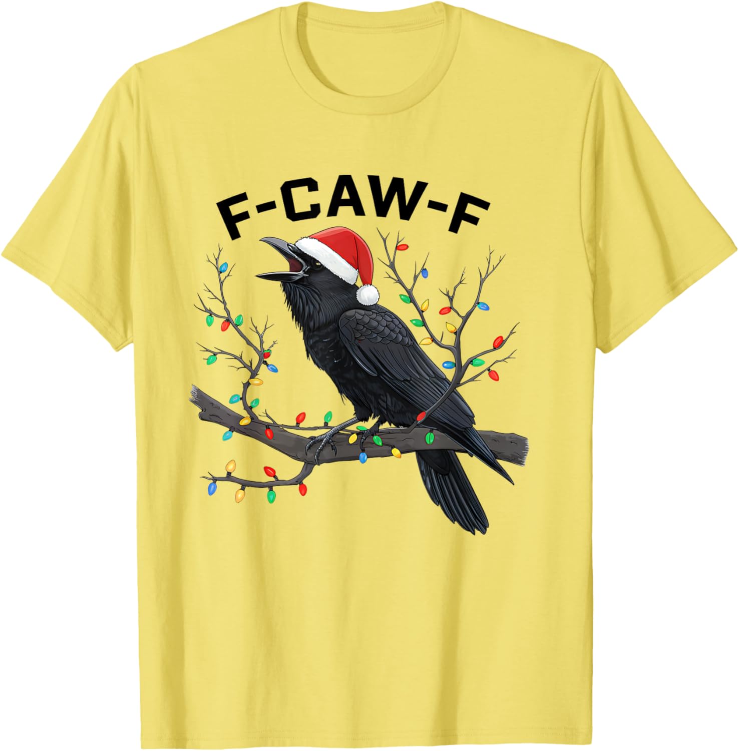 Funny Retro Black Crow F-Caw-F Santa Hat T-Shirt for Christmas Fun - 19