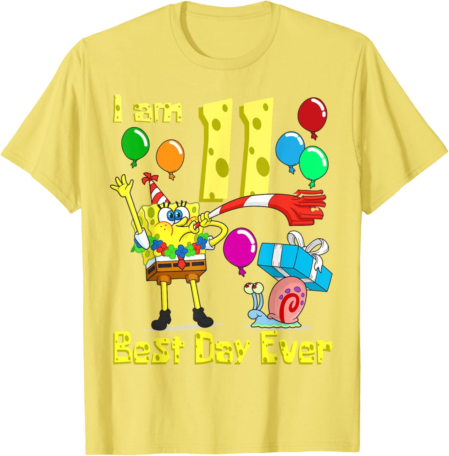 SpongeBob Birthday T-Shirt for 11 Year Olds Fun Party Apparel - 5
