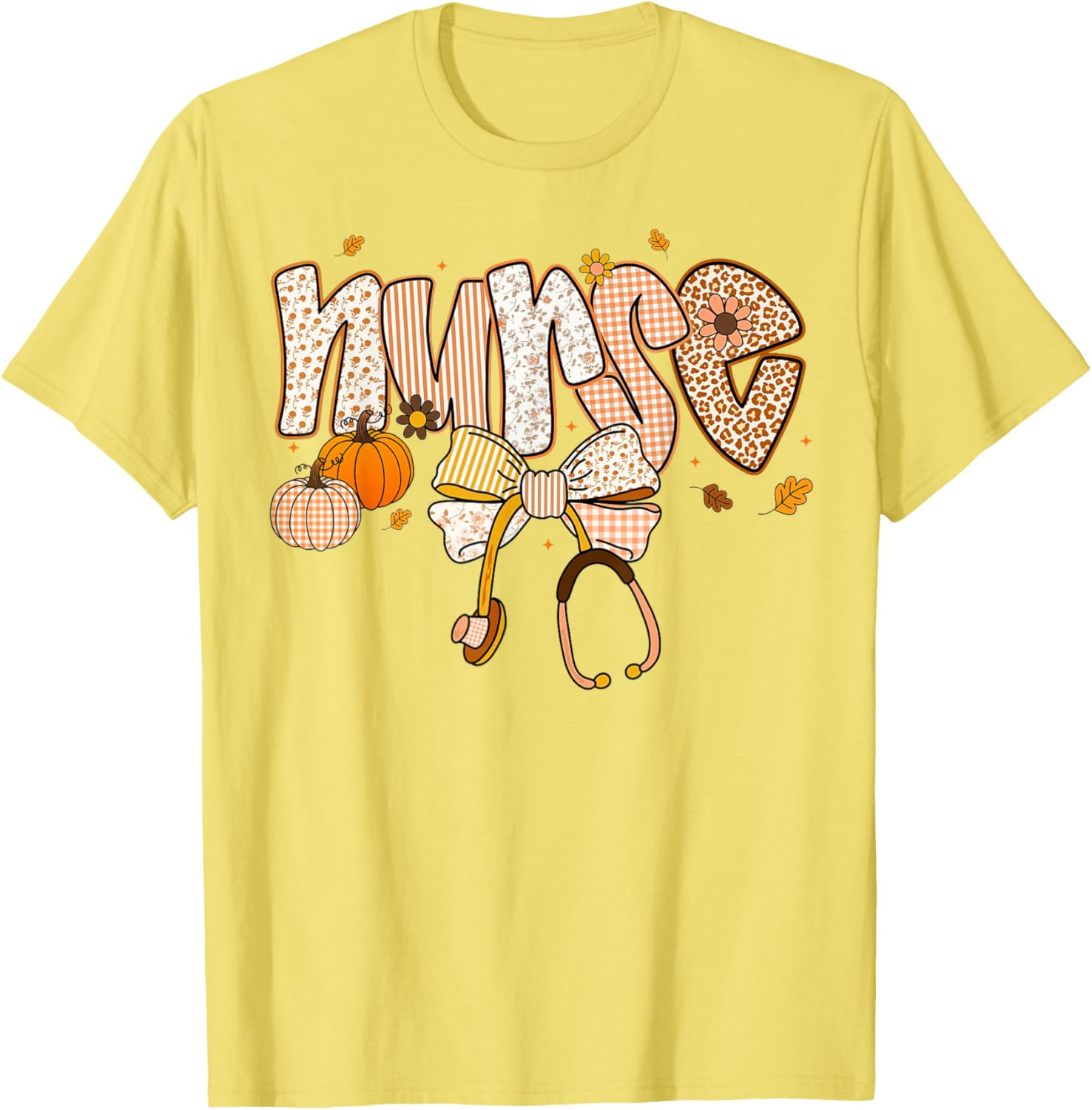 Pumpkin Nurse Thanksgiving Stethoscope Fall Scrub Top T-Shirt for ER - 9