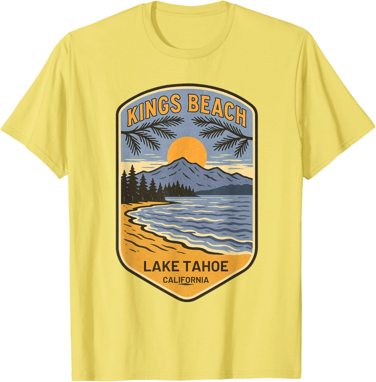 Retro Kings Beach Lake Tahoe T-Shirt Vintage Art Souvenir Apparel - 17