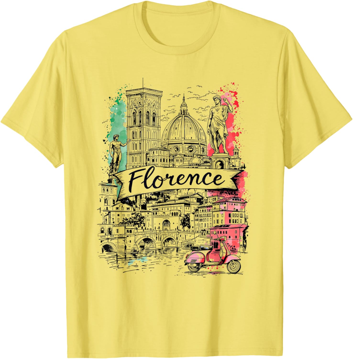 Vintage Florence Italy Art T-Shirt Souvenir for Travel Lovers - 1