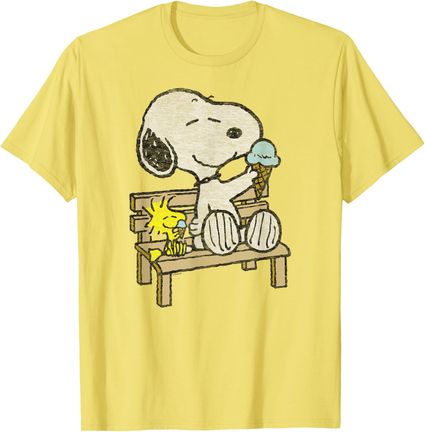 Snoopy and Woodstock Bench T-Shirt - Adorable Peanuts Apparel for Fans - 4
