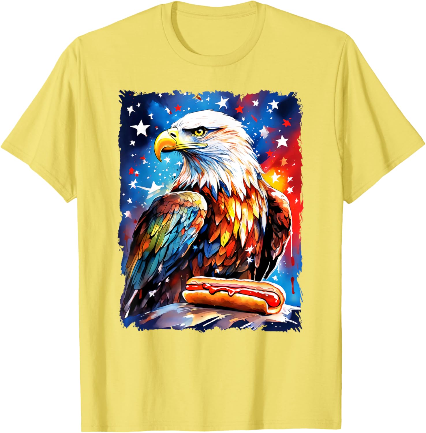 Patriotic 4th of July T-Shirt with Hotdog and Eagle Design for All Ages - 24
