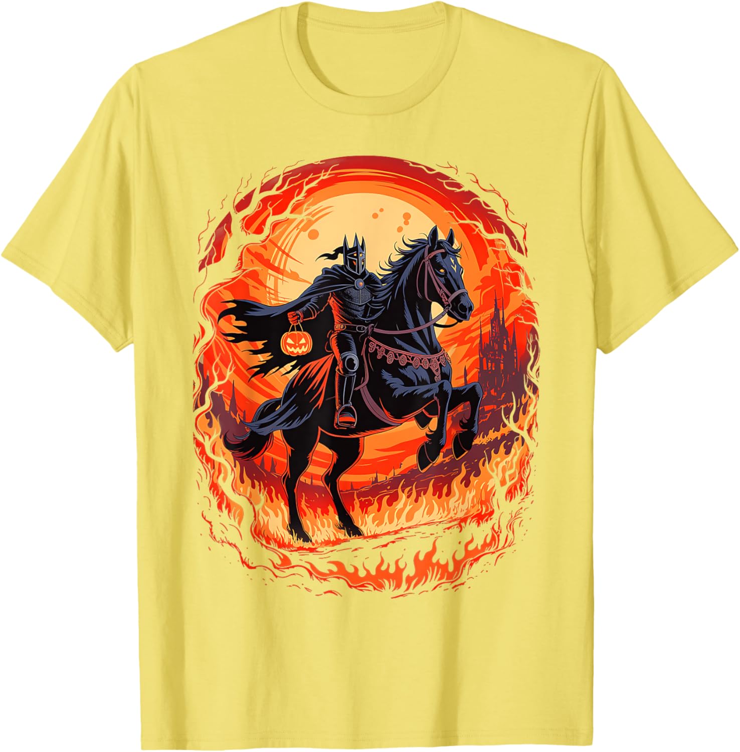 Spooky Pumpkin Headless Horseman Halloween T-Shirt for All Ages - 29