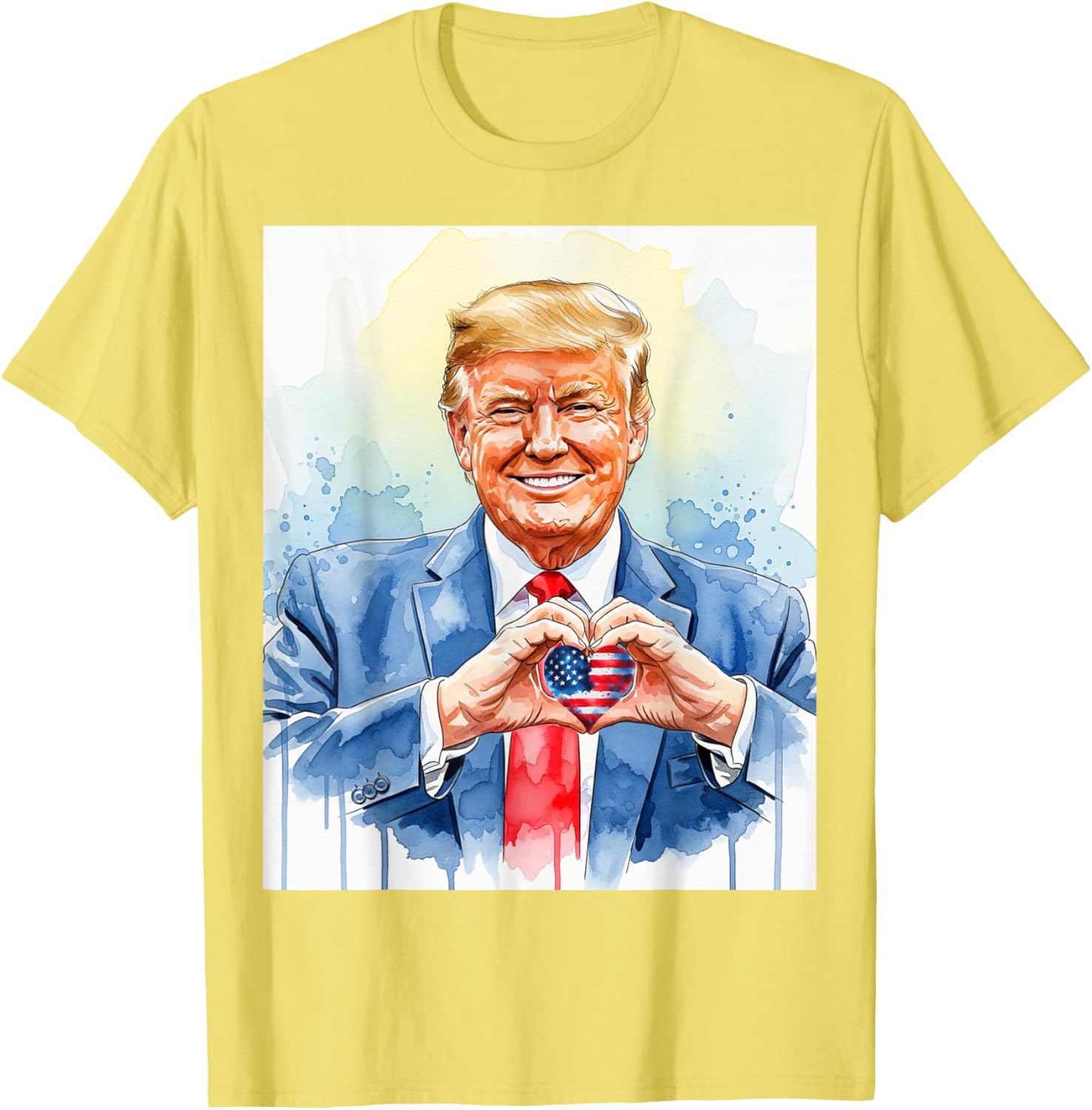 Patriotic Watercolor Trump Heart Hands T-Shirt for Proud Americans - 19