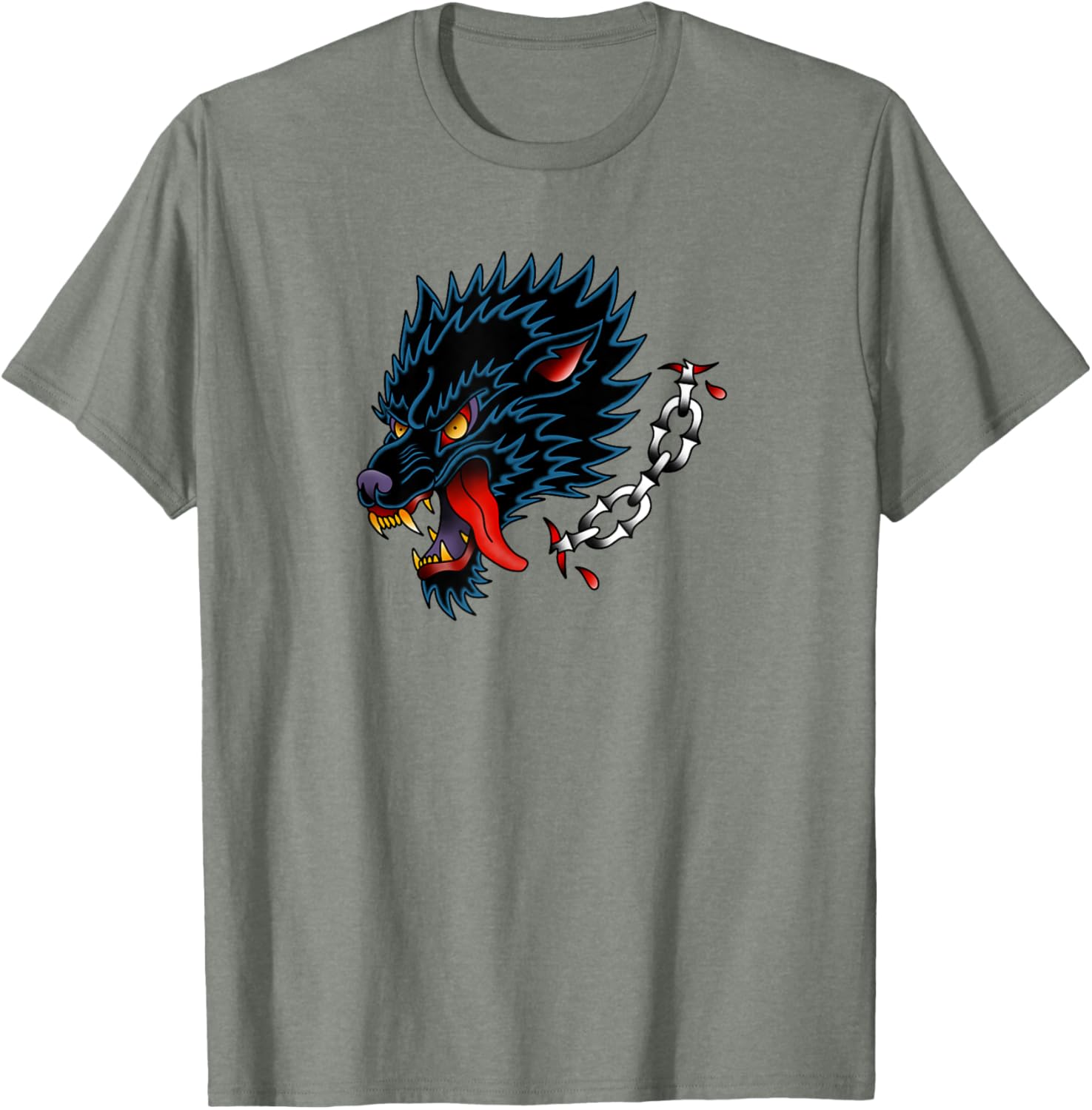 Old School Wolf Tattoo Design T-Shirt for Stylish Animal Lovers - 13