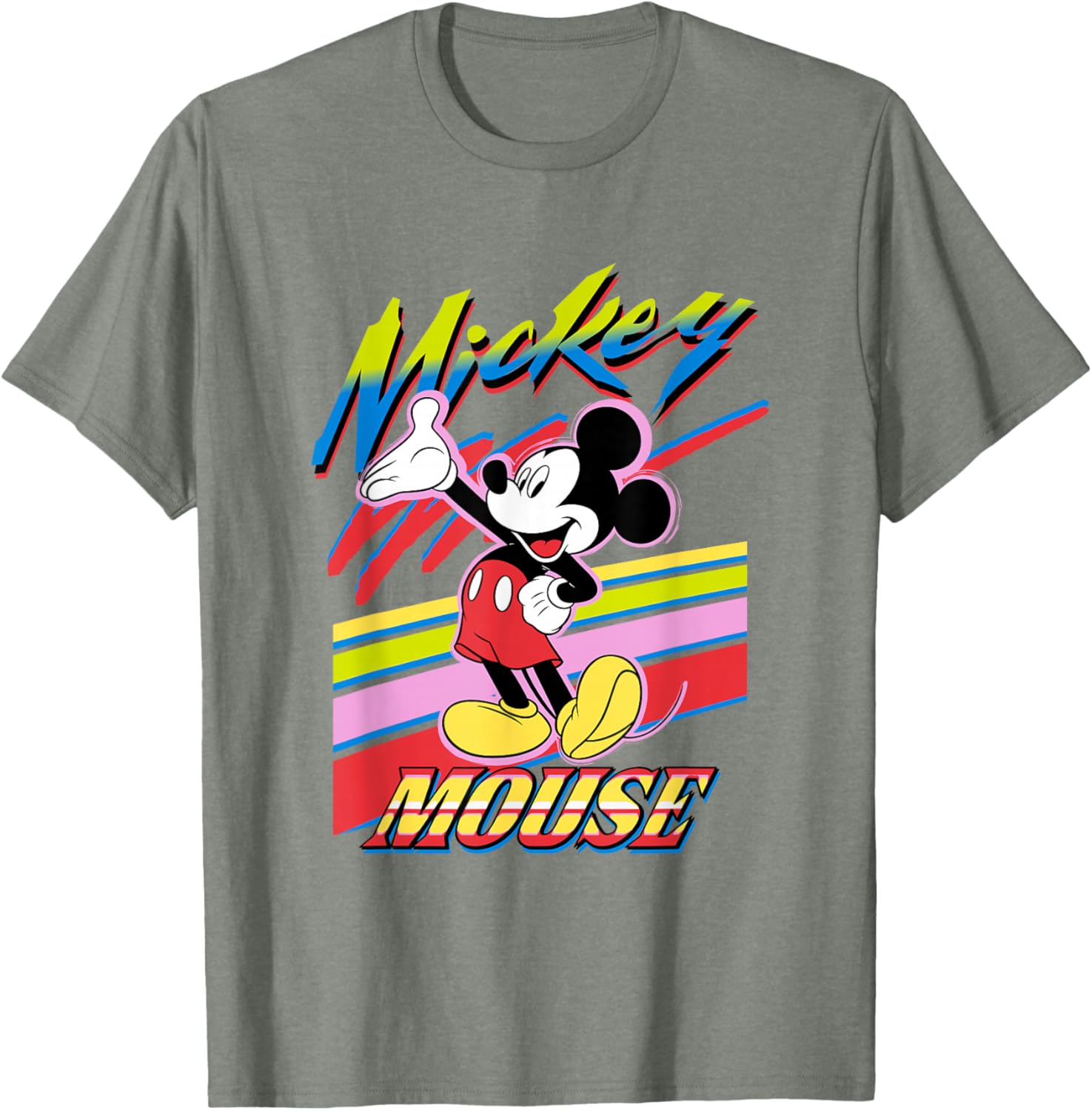 Vintage Disney Mickey and Friends Rainbow Stripes T-Shirt for Fun Style - 7