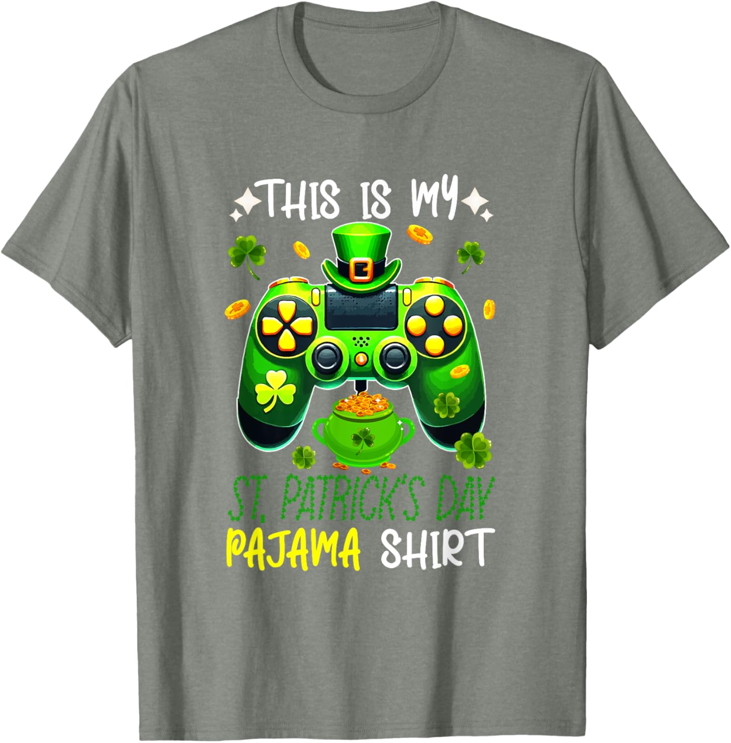 St. Patrick's Day Gamer T-Shirt - Fun Pyjama Shirt for Gaming Enthusiasts - 24