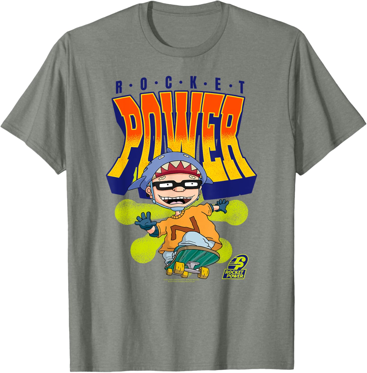 Retro Cartoon Shark Helmet Skateboarding T-Shirt for Fun Lovers - 6