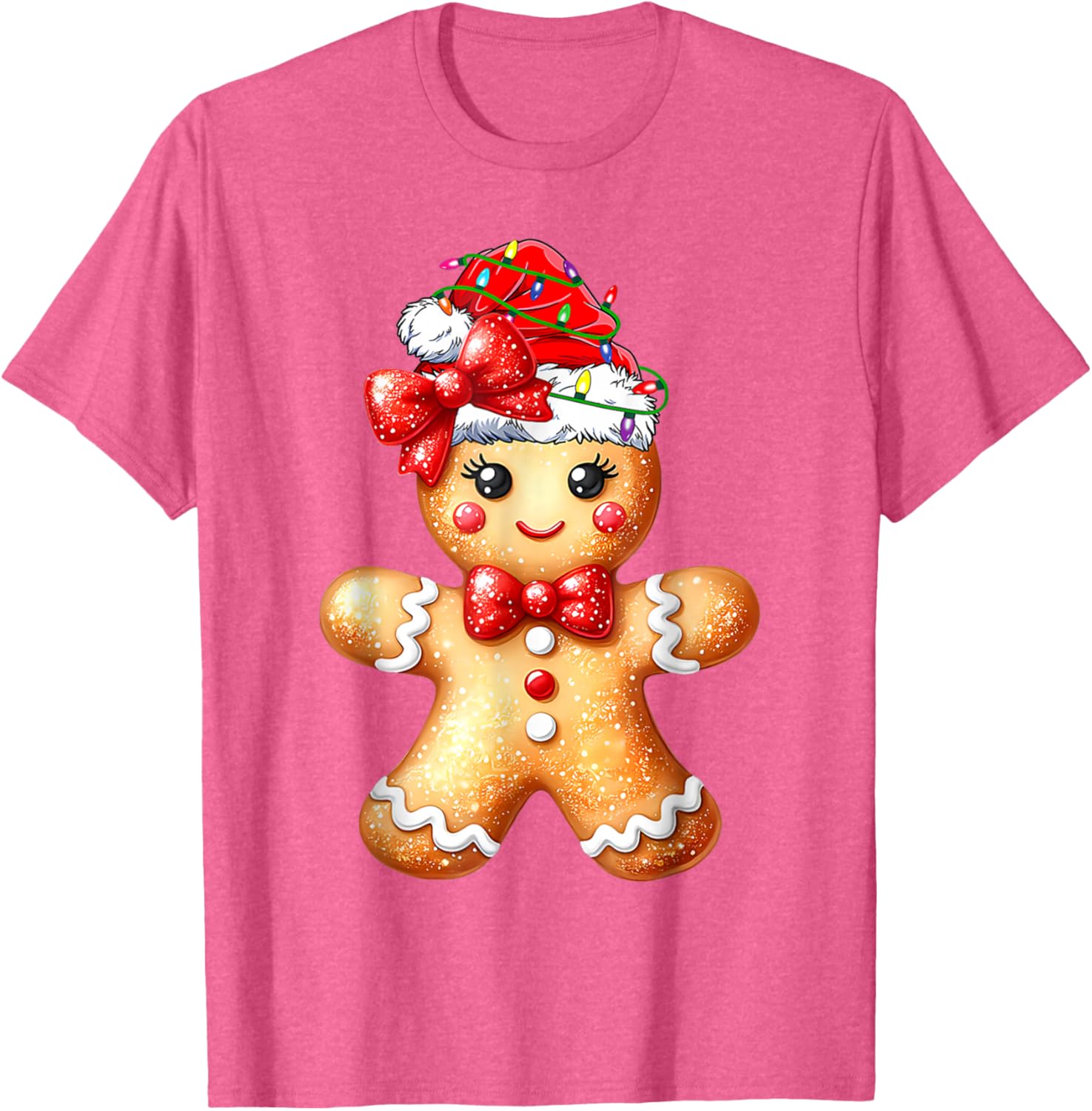 Merry Christmas Gingerbread Santa T-Shirt for Girls and Women - 11