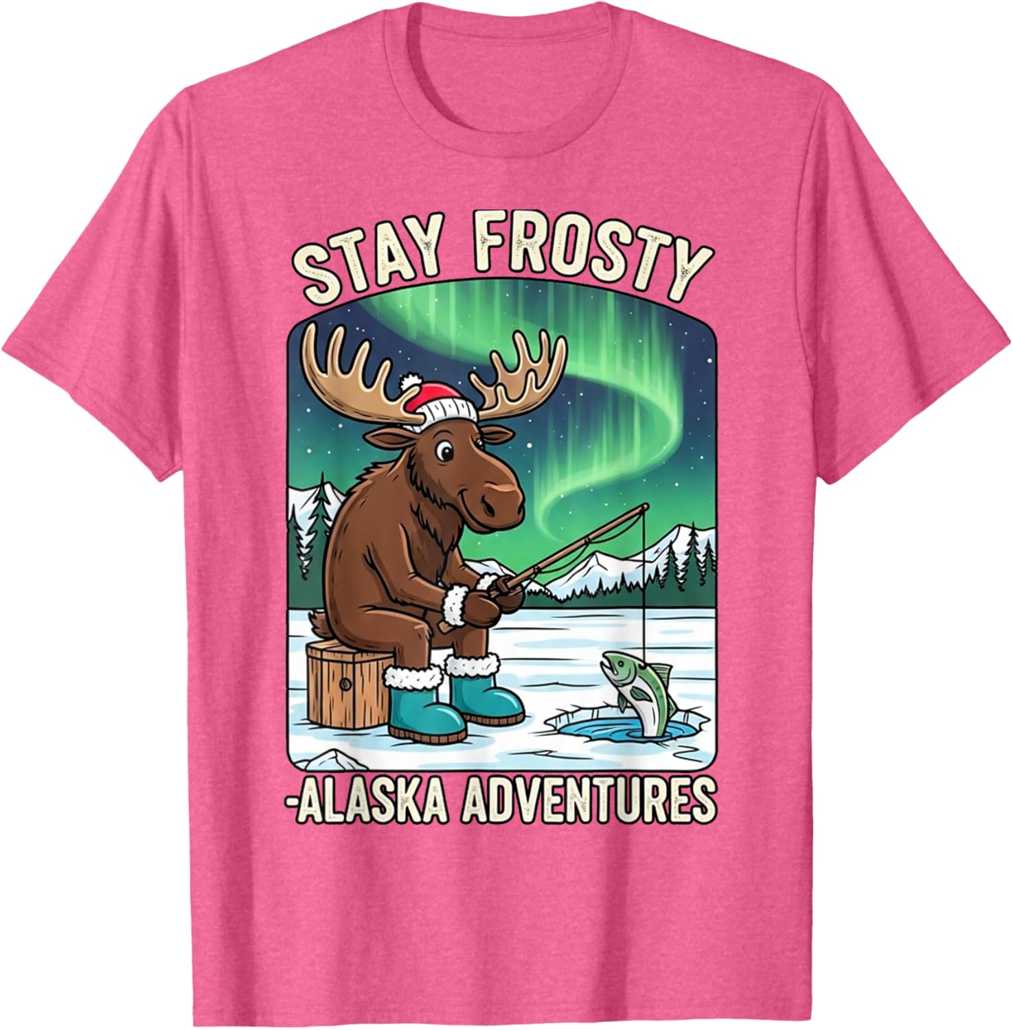 Stay Cold Frosty Moose Ice Fishing T-Shirt for Alaska Winter Adventures - 4