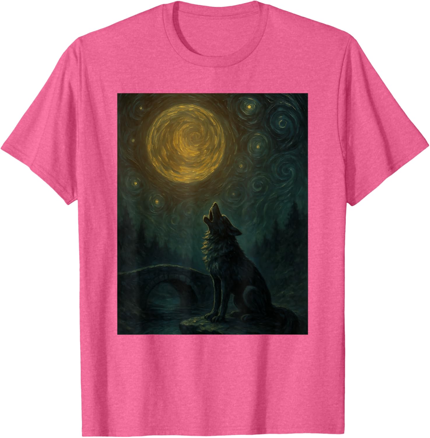 Wolf Starry Night Van Gogh Graphic T-Shirt for Art Lovers and Fashionistas - 6