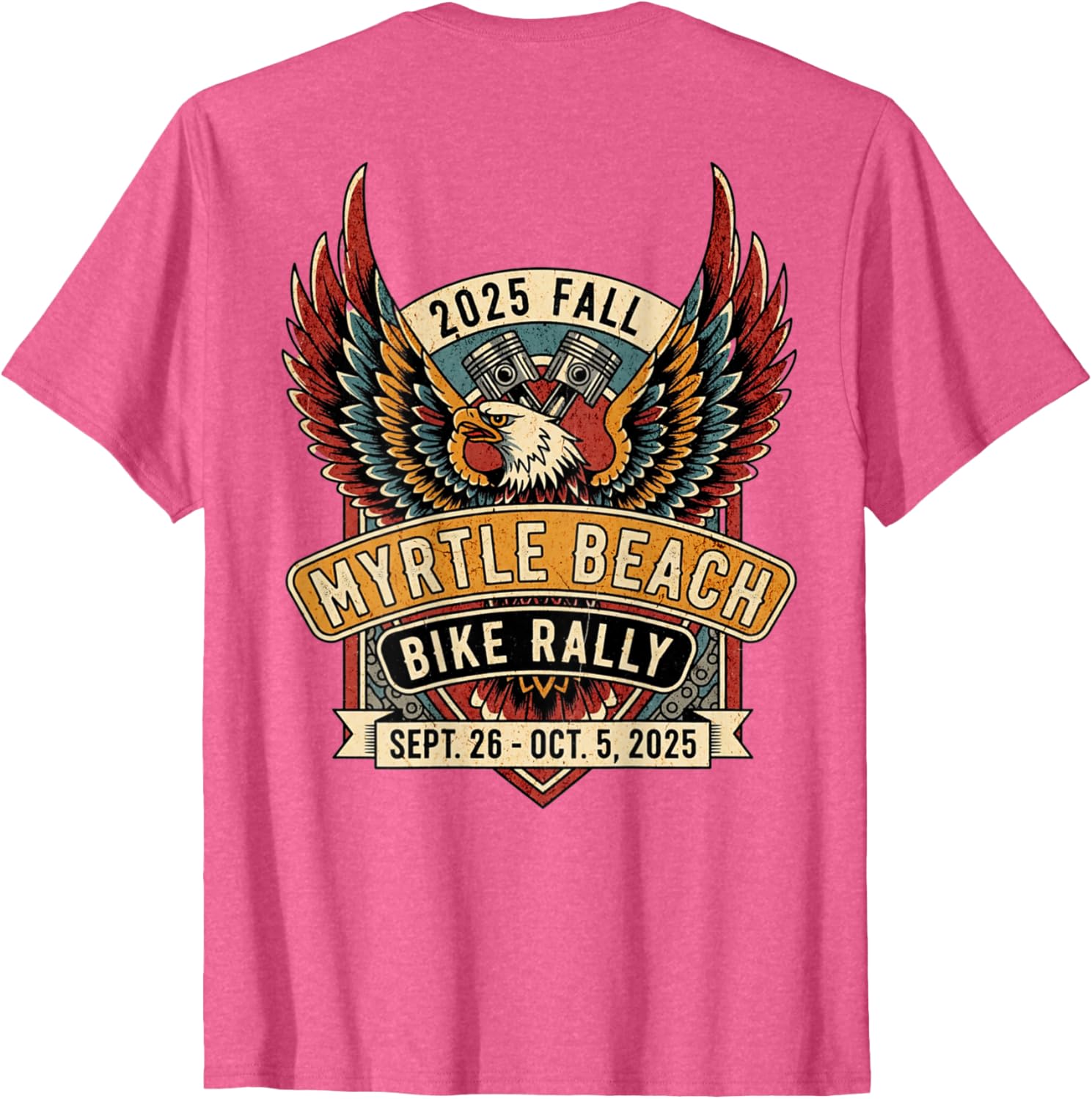 2025 Fall Myrtle Beach Bike Rally Vintage Art T-Shirt for Bikers - 1
