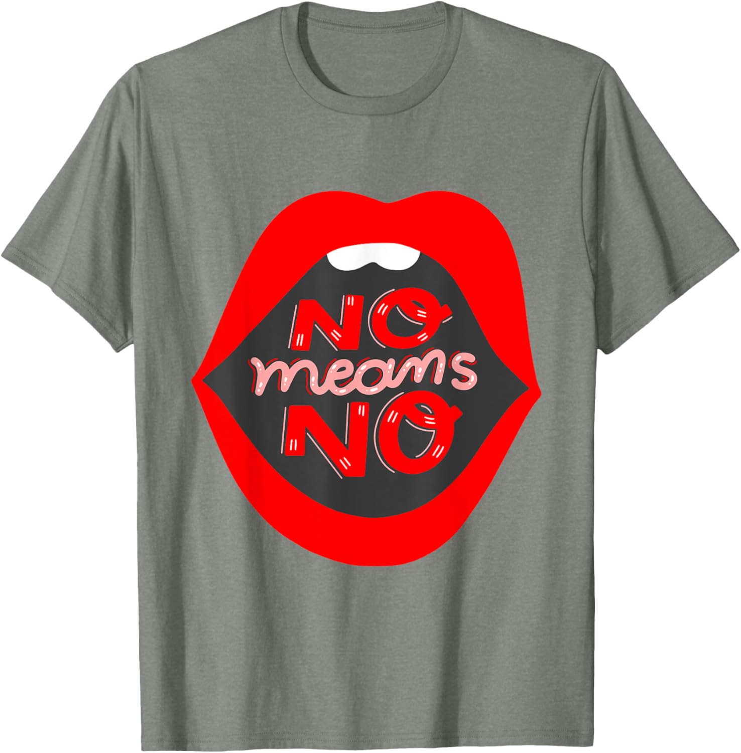 Retro Feminist No Means No Consent Pop Art Lips T-Shirt for Awareness - 7
