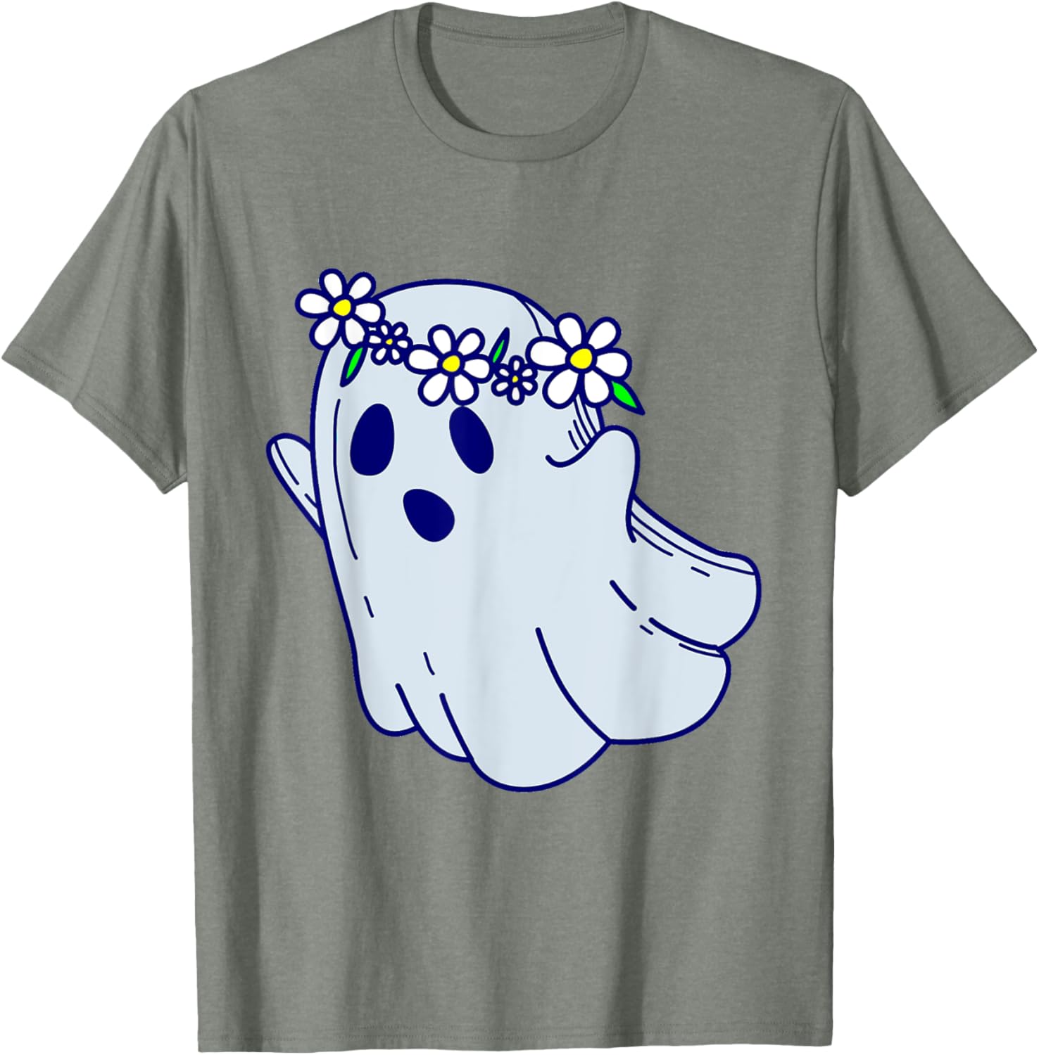 Groovy Halloween Ghost Boho Floral 1960s Goth T-Shirt for Spooky Style - 9