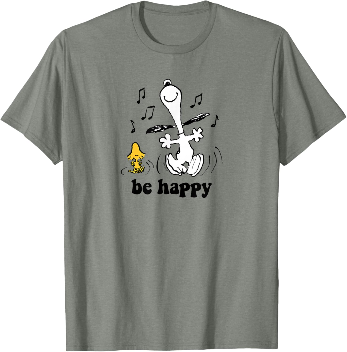 Peanuts Snoopy Woodstock Be Happy Dance T-Shirt Fun Graphic Tee - 11
