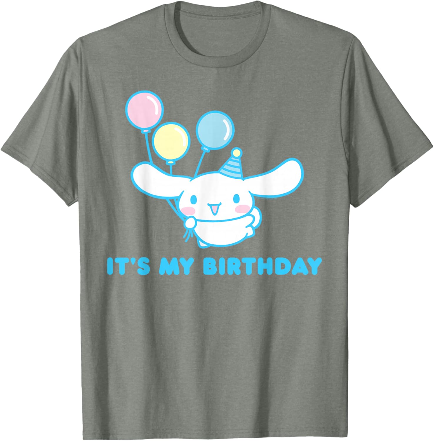 Sanrio Cinnamoroll Birthday T-Shirt for Adults - Blue Crew Neck Short Sleeve - 4