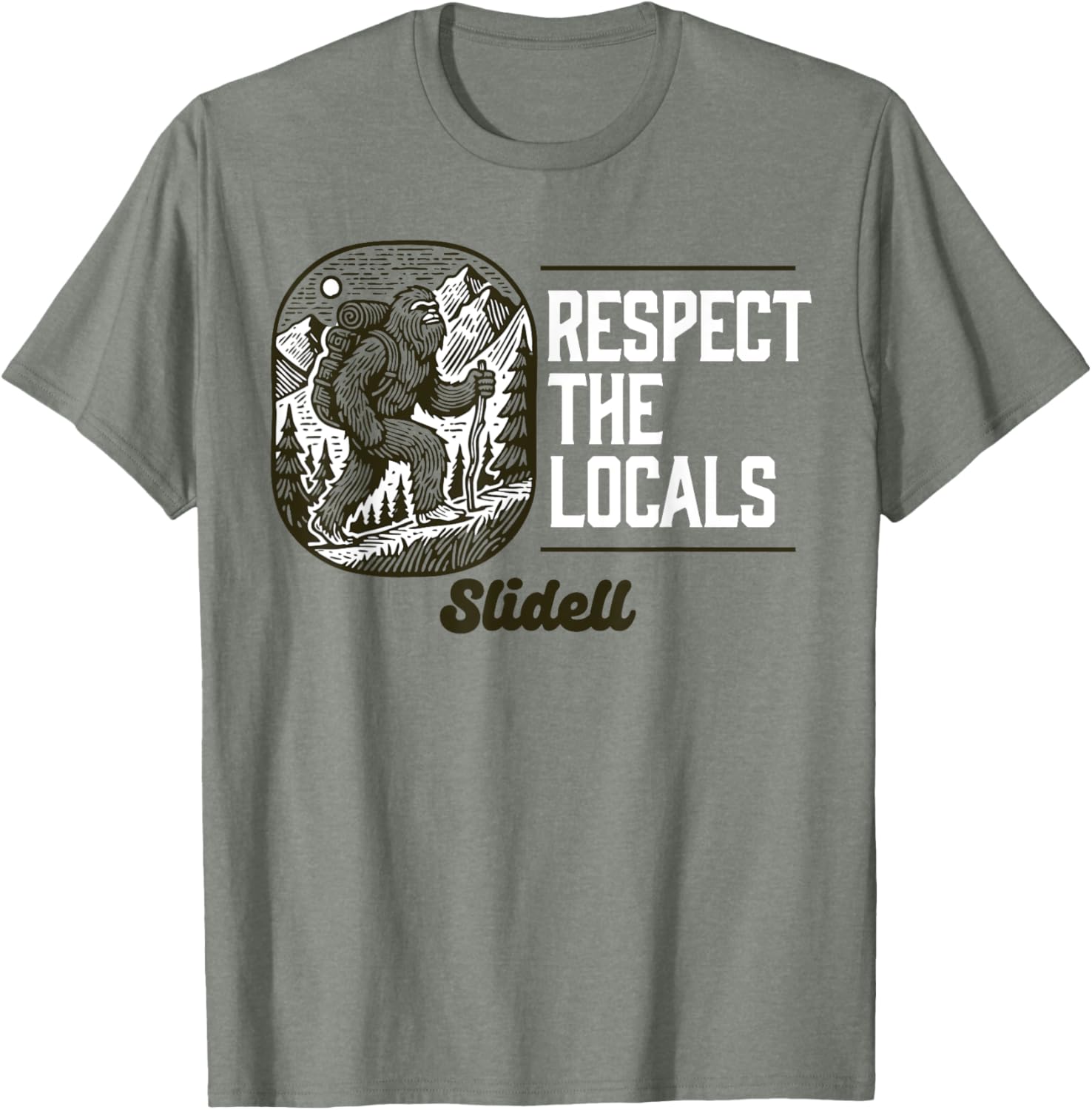 Slidell Respect the Locals Bigfoot Sasquatch Hiking T-Shirt for Adventurers - 3