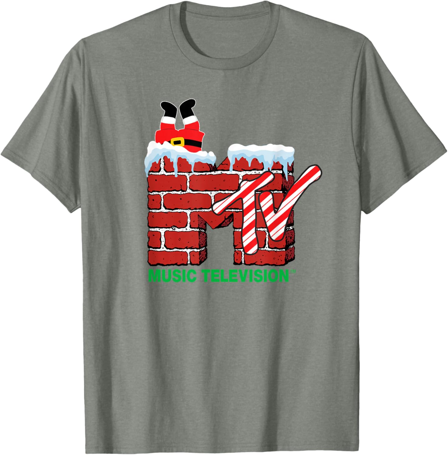 MTV Christmas Santa Claus Chimney Vintage T-Shirt for Holiday Cheer - 12