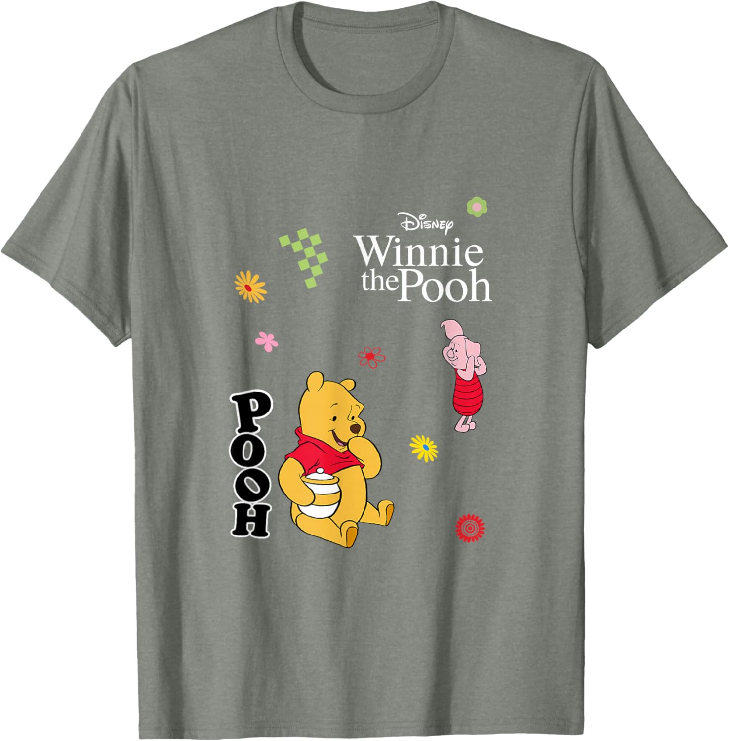 Winnie the Pooh Piglet Spring Garden Flowers T-Shirt for Kids and Adults - 4
