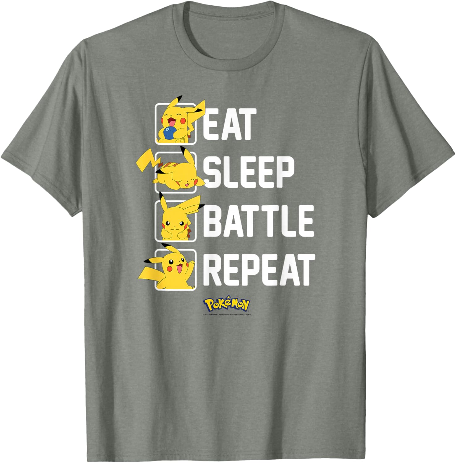 Pikachu Eat Sleep Battle Repeat T-Shirt for Pokémon Fans and Gamers - 14