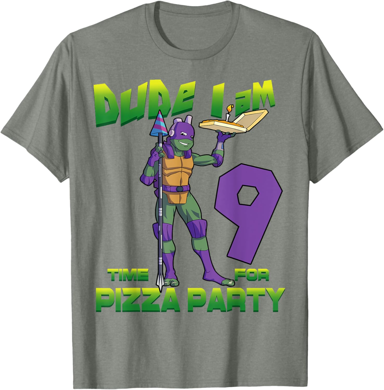 TMNT Birthday T-Shirt for Kids - Dude I am 9 Years Old Donnie Style - 1