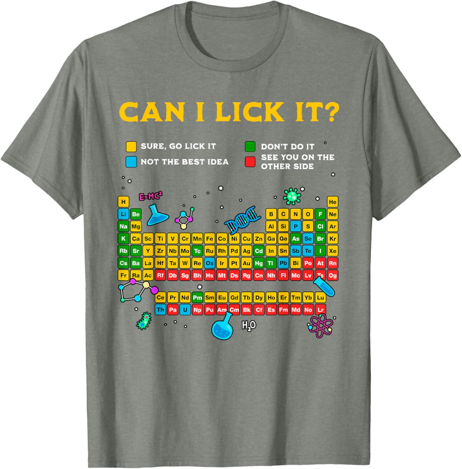 Funny Can I Lick It Periodic Table T-Shirt for Science Teachers and Students - 18