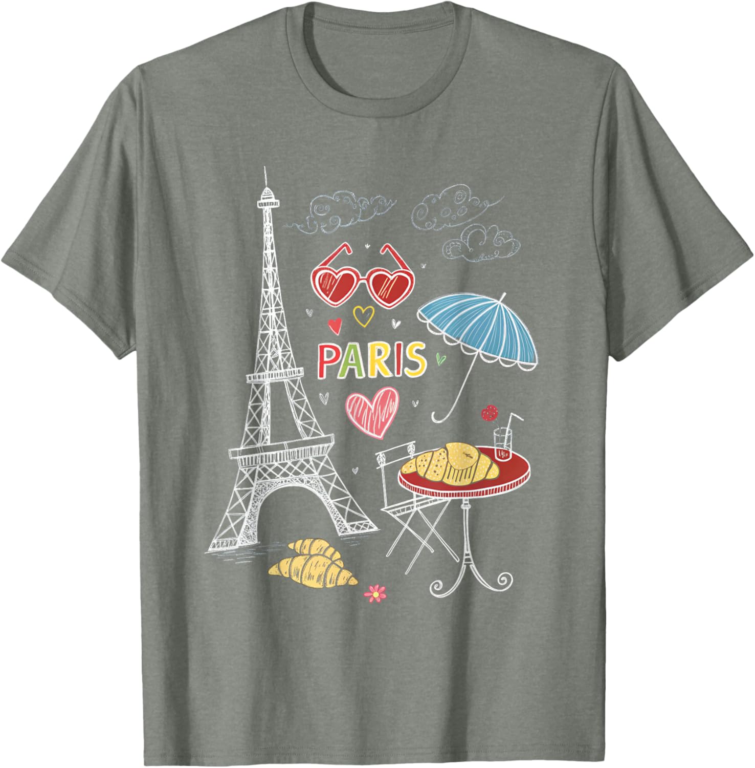 Paris Eiffel Tower Cafe Scene T-Shirt for Girls - Perfect Travel Souvenir - 17