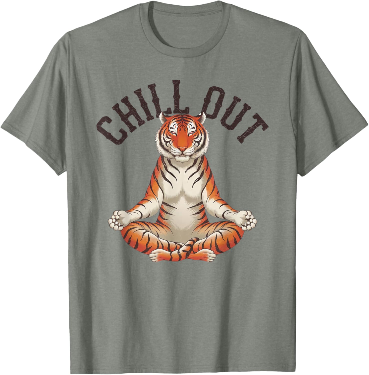 Tiger Chill Out Vintage Yoga T-Shirt for Fun Meditation Lovers - 3