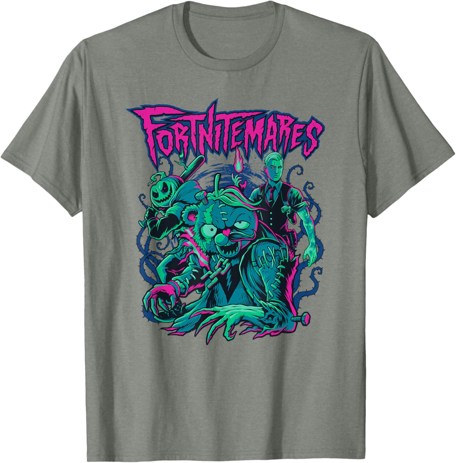 Fortnite Halloween Fortnitemares Retro Horror Group Shot T-Shirt for Fans - 19