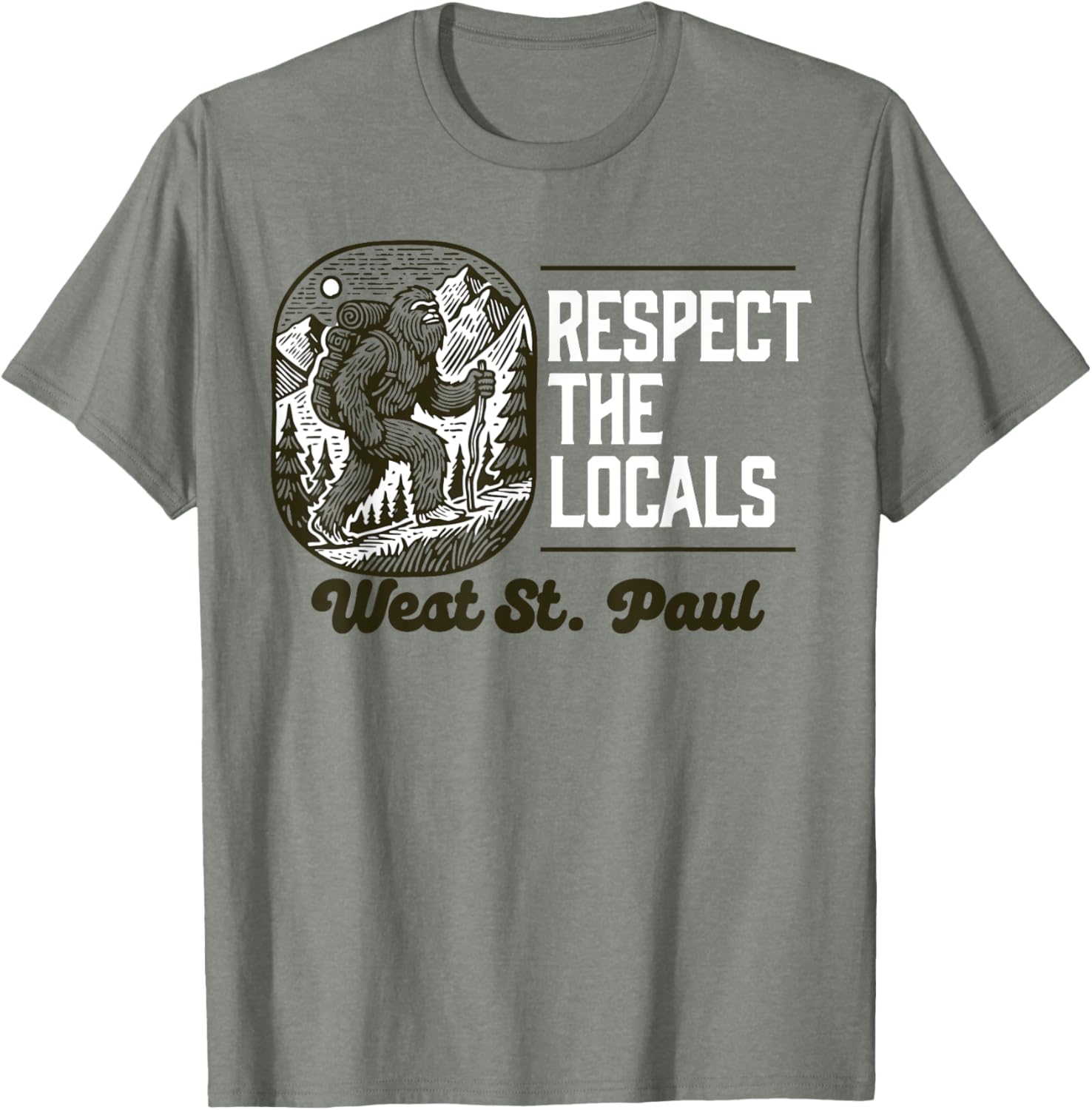 West St. Paul Respect the Locals Bigfoot Hiking T-Shirt for Adventure Lovers - 7
