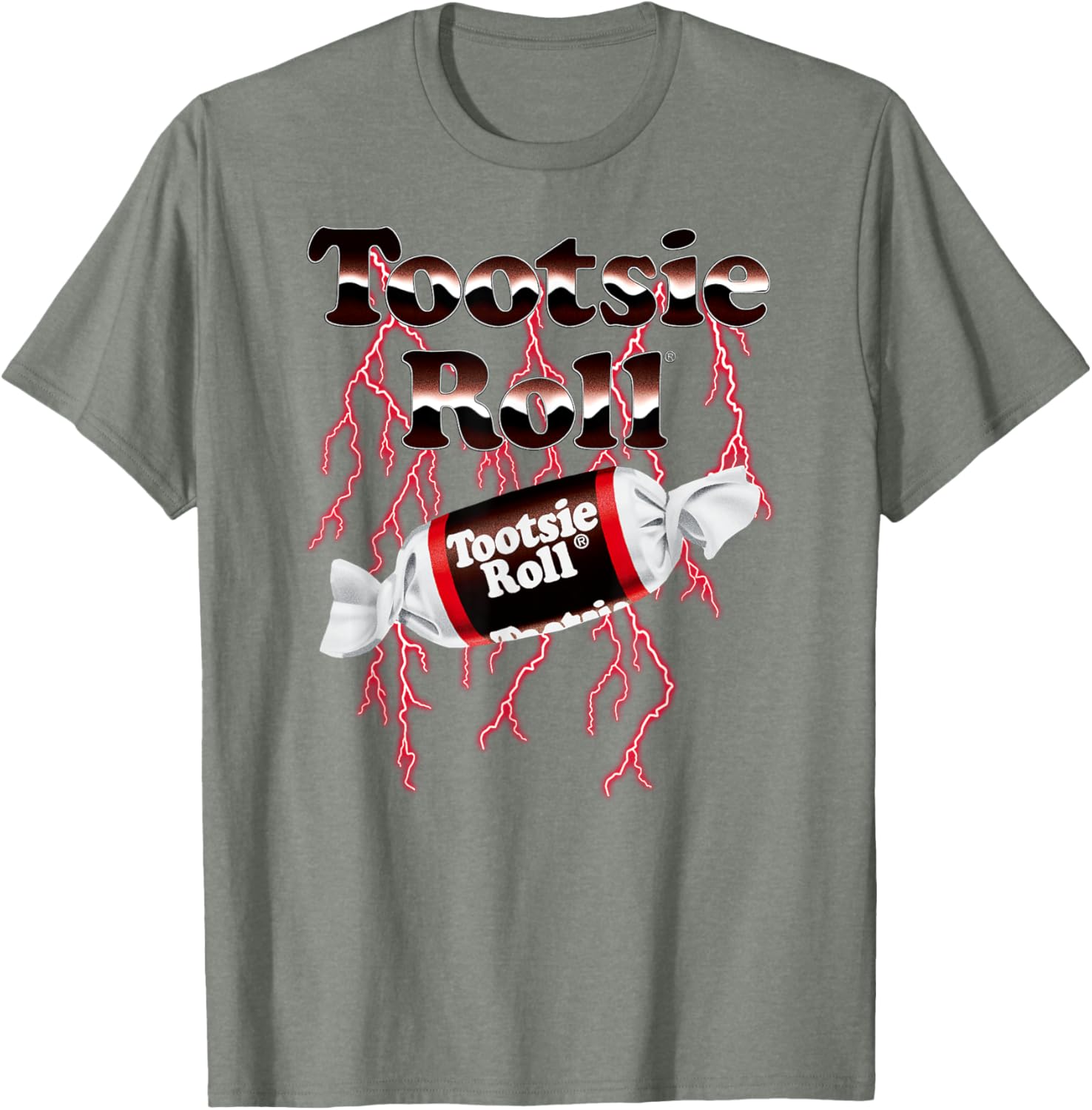 Tootsie Roll Chrome Logo T-Shirt with Red Lightning Design for Candy Lovers - 4