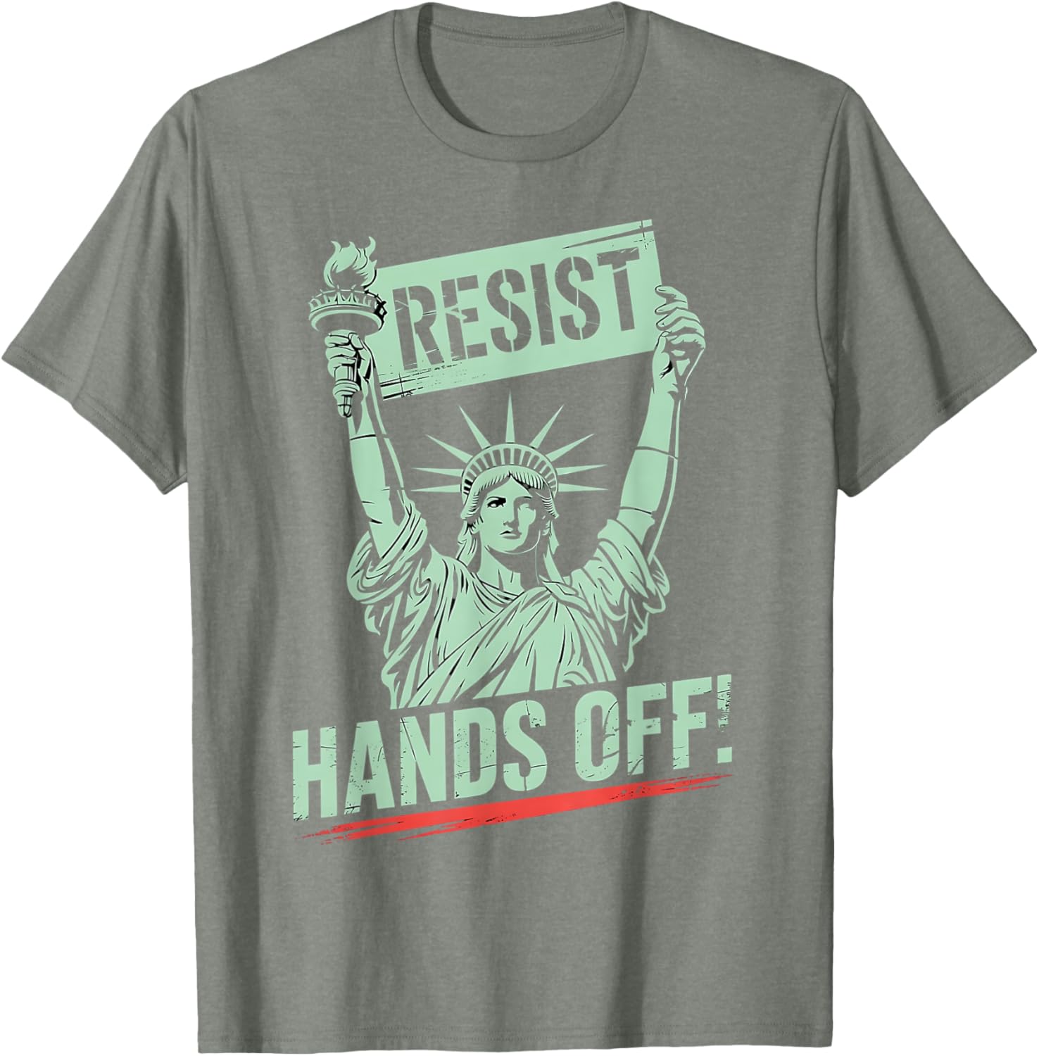 Statue of Liberty Resist Hands Off Graphic T-Shirt for Protest Awareness - 11