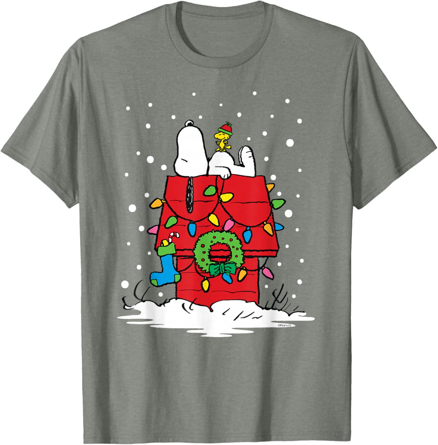 Peanuts Snoopy Woodstock Holiday Stocking T-Shirt for Festive Fun - 12