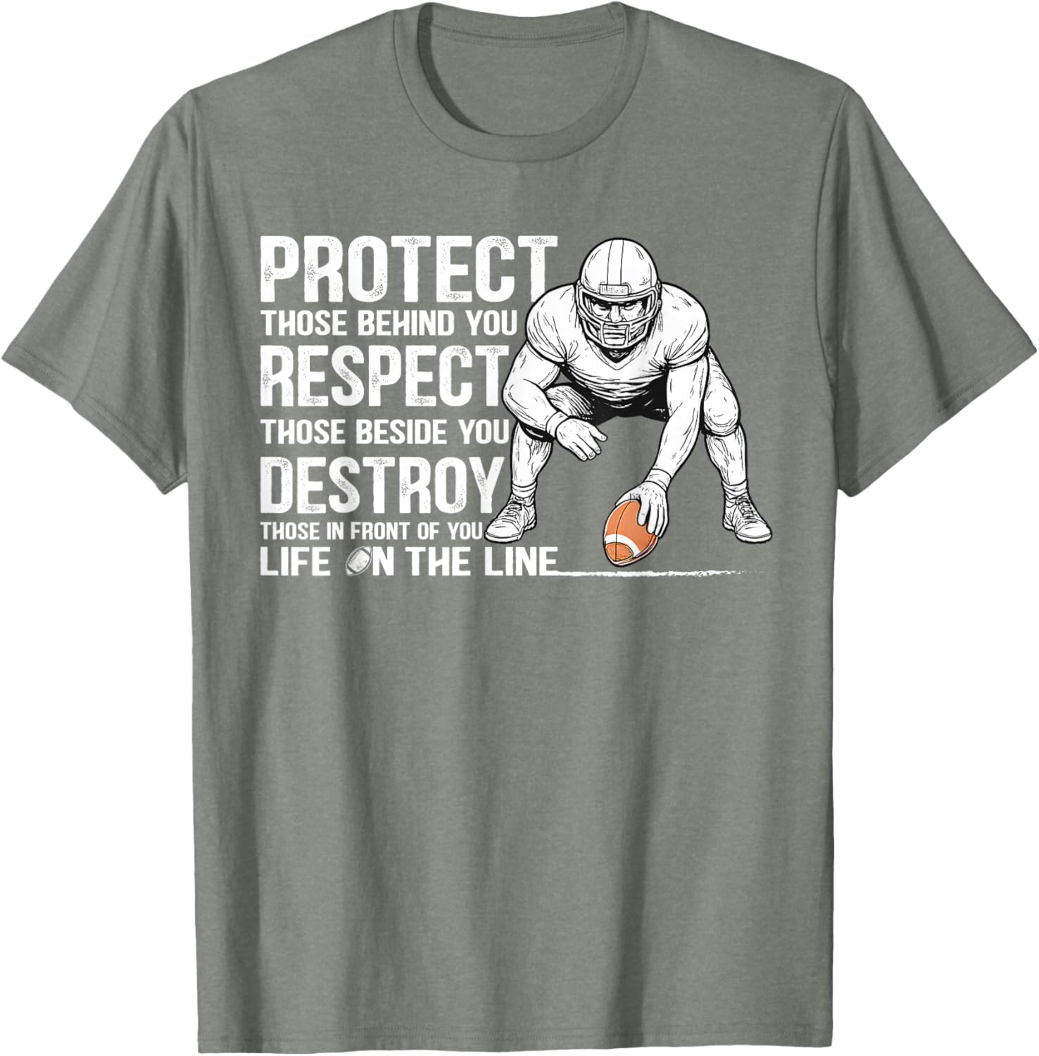 Vintage Protect Respect Destroy Offensive Lineman Football T-Shirt - 13