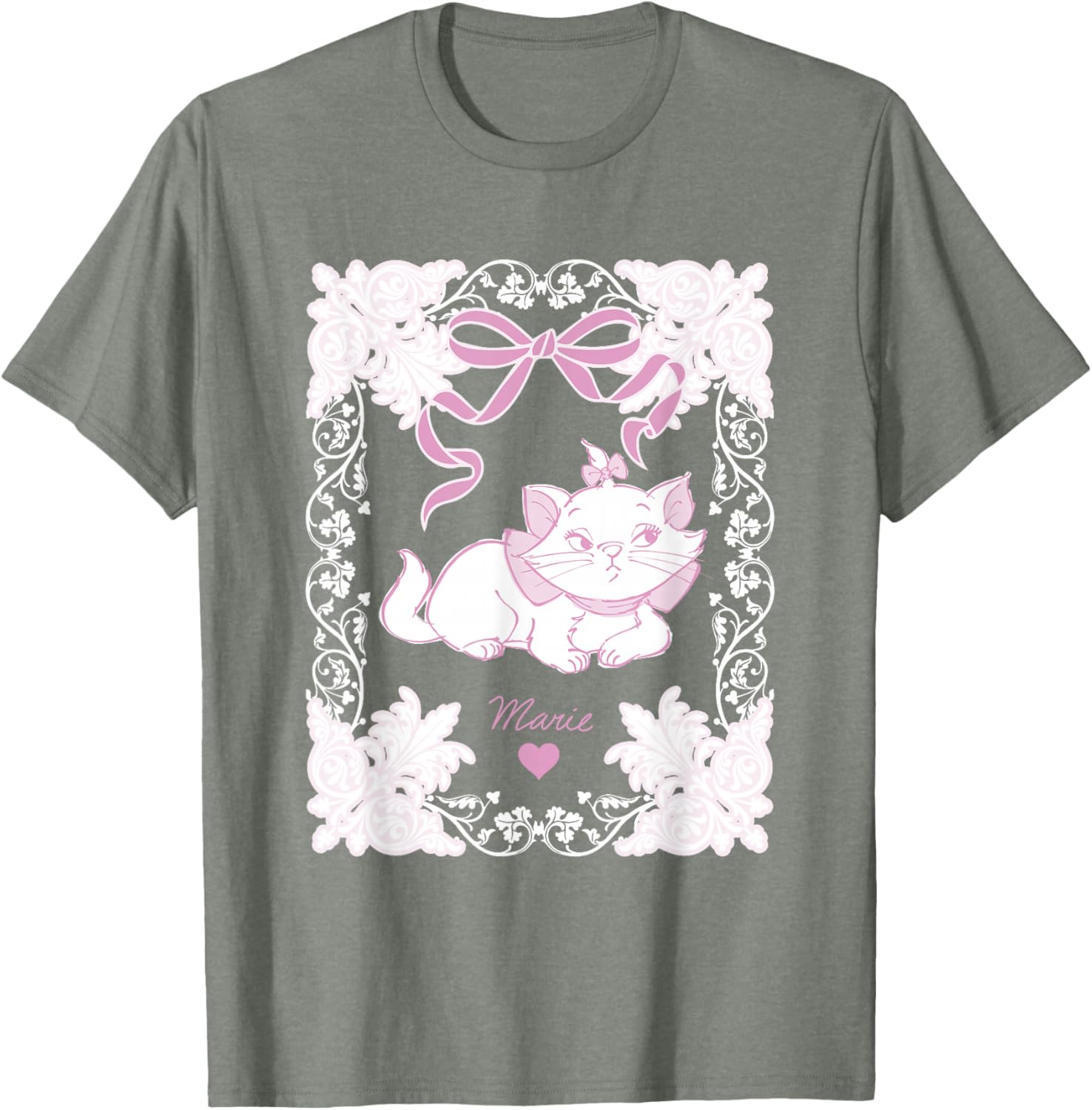 Vintage Marie Aristocats Lace and Ribbon Frame T-Shirt for Disney Fans - 3