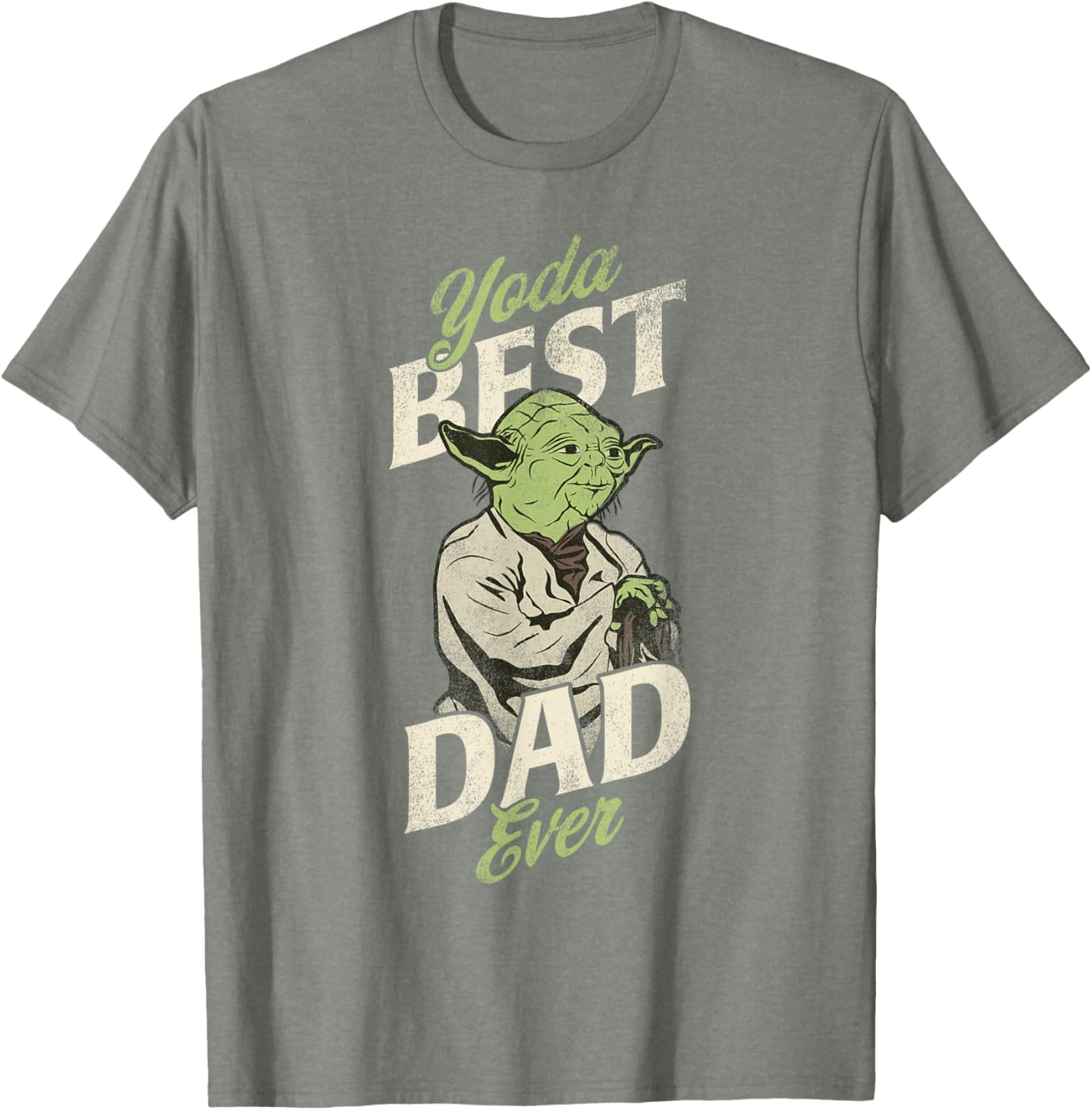 Star Wars Yoda Best Dad Ever Distressed Poster T-Shirt for Fathers Day - 7