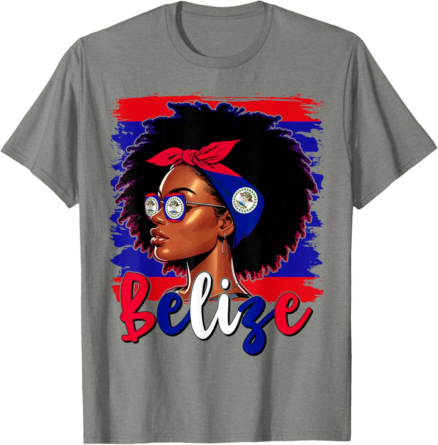 Proud Belizean Girl T-Shirt with Belize Flag for Women’s Fashion - 22