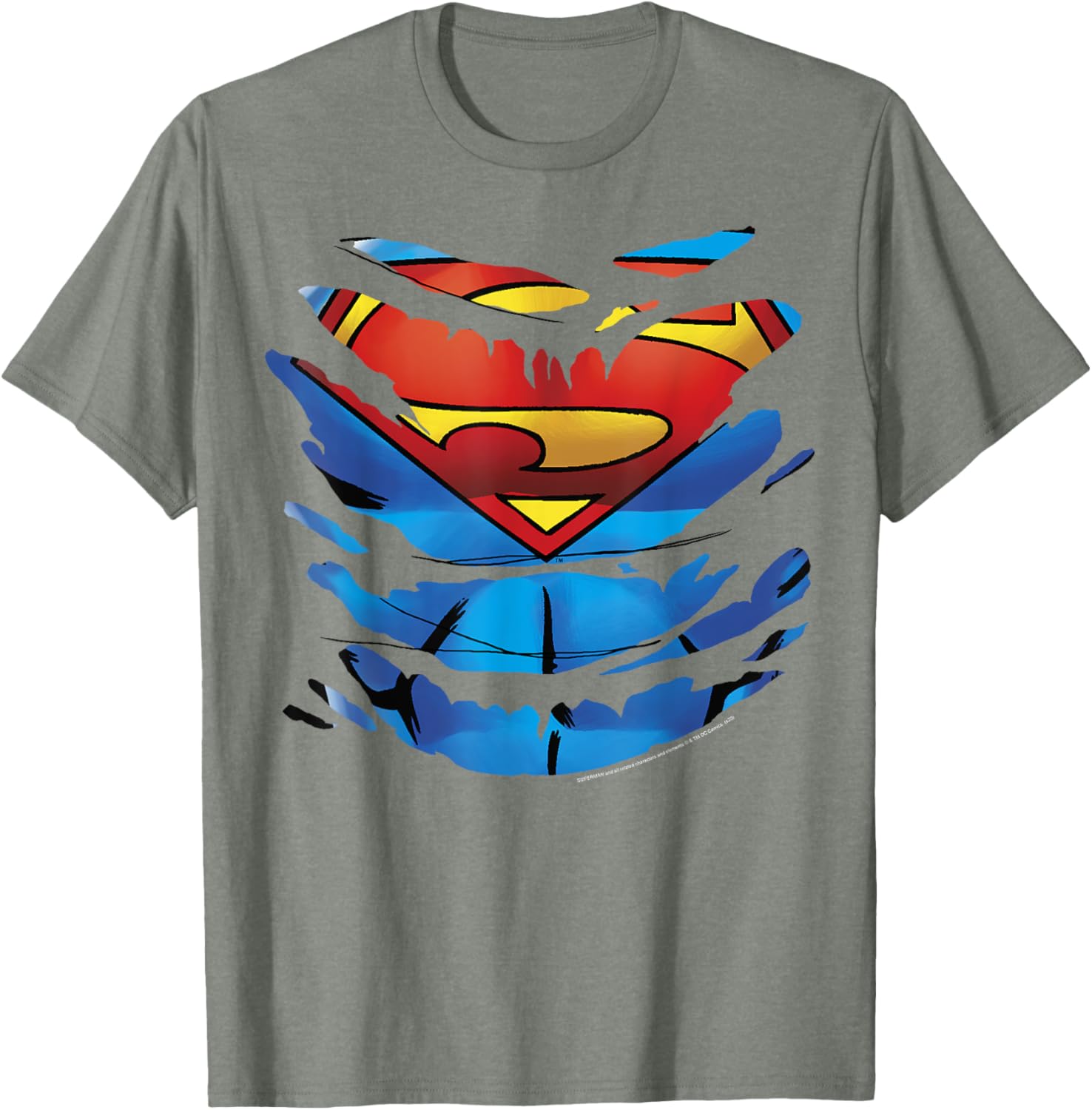 Superman Costume Rip Through T-Shirt for Fans of DC Comics Apparel - 7