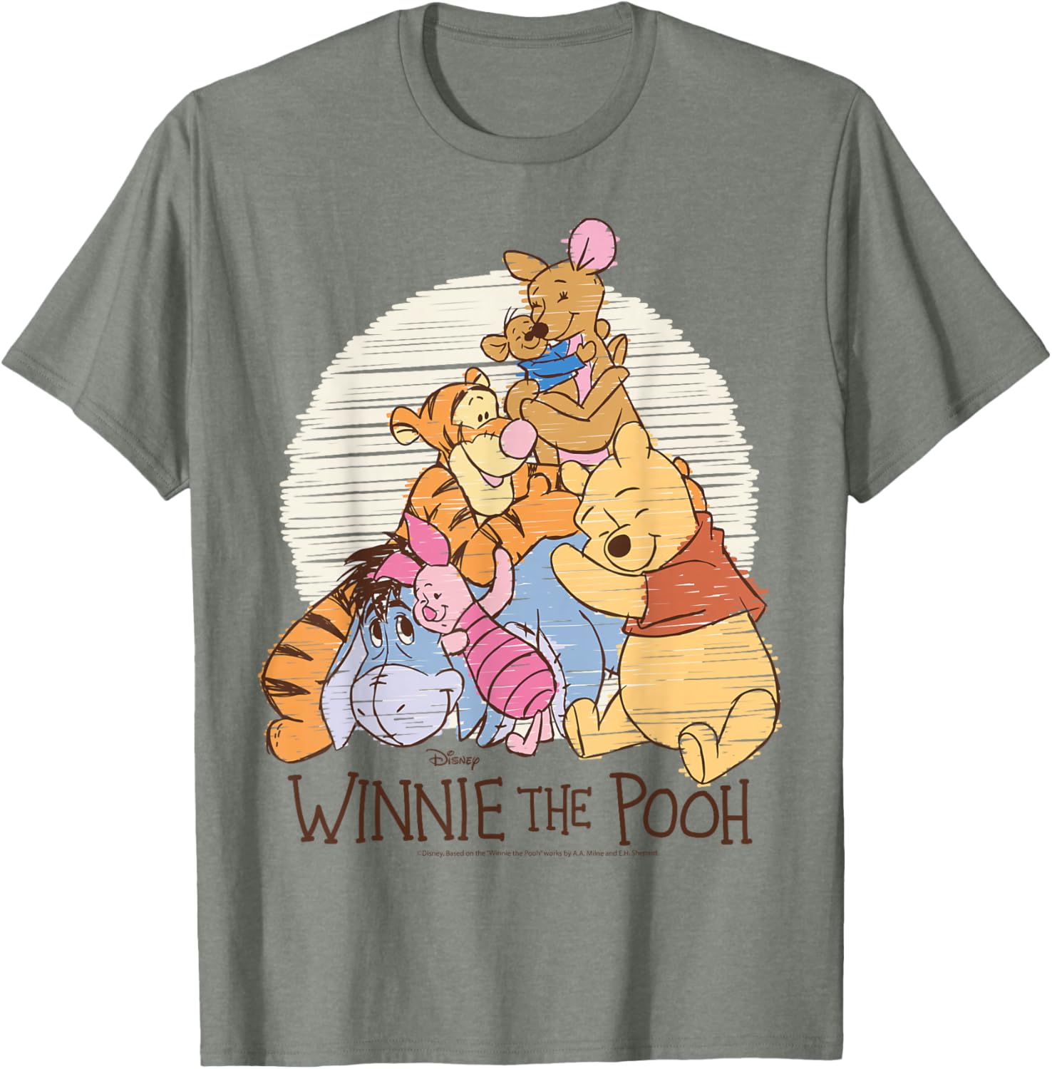 Winnie The Pooh Characters Hug T-Shirt for Kids and Adults Fun Wear - 4