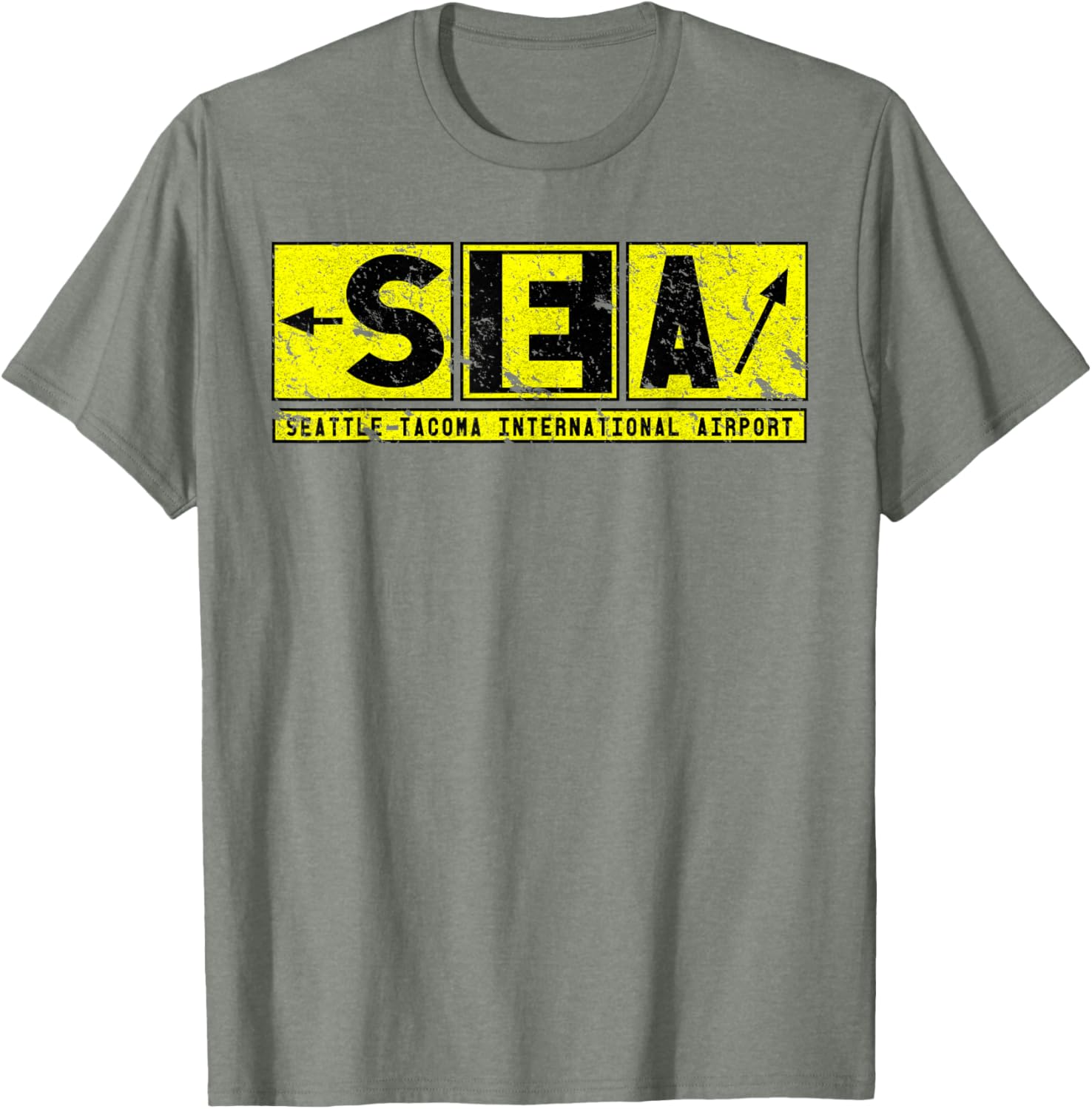 Vintage SEA Seattle Tacoma Airport Taxiway Sign Pilot T-Shirt - 8